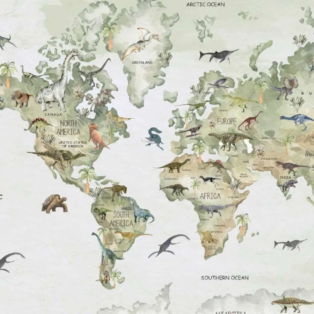 Kids Wallpaper Collection |  Dino World Map