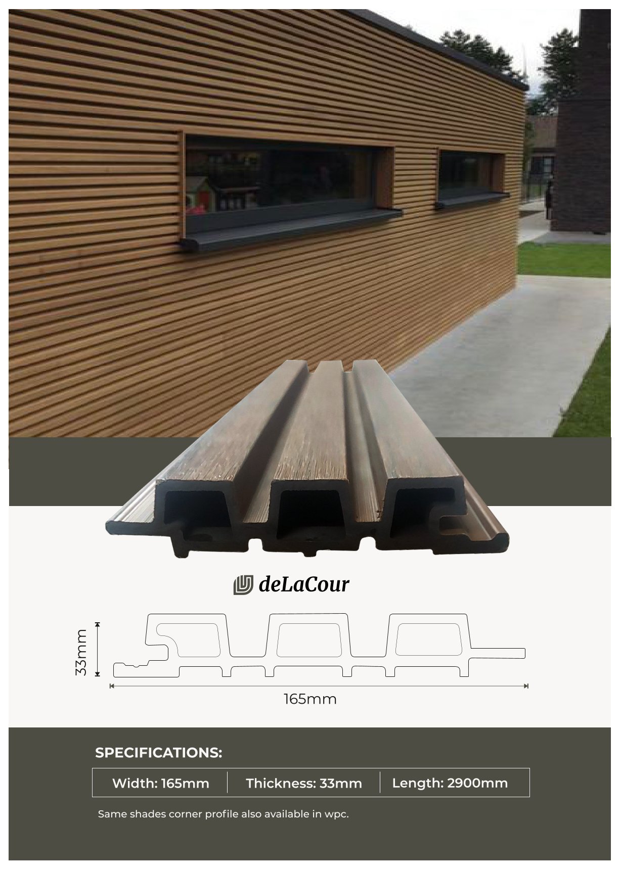 WPC Wall Cladding Panels – 219mm x 26mm x 2900mm