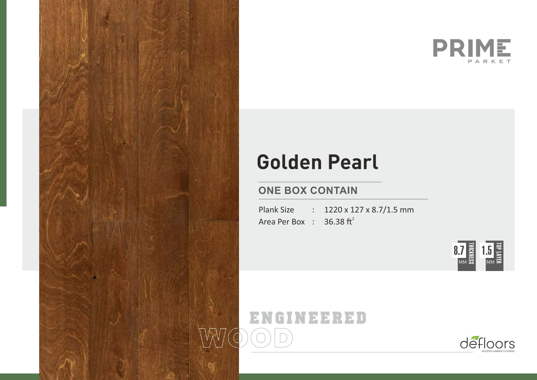Defloors Engineered Prime Golden Pearl 1.5mm Flooring