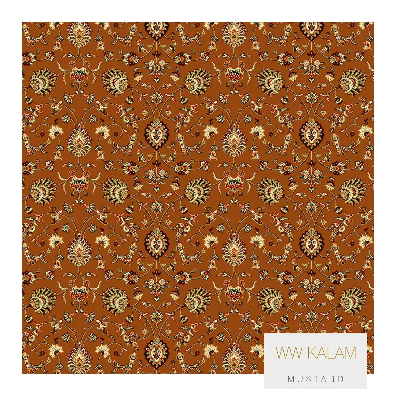 Divine Wilton Smart Kalam Carpet Roll – Mustard