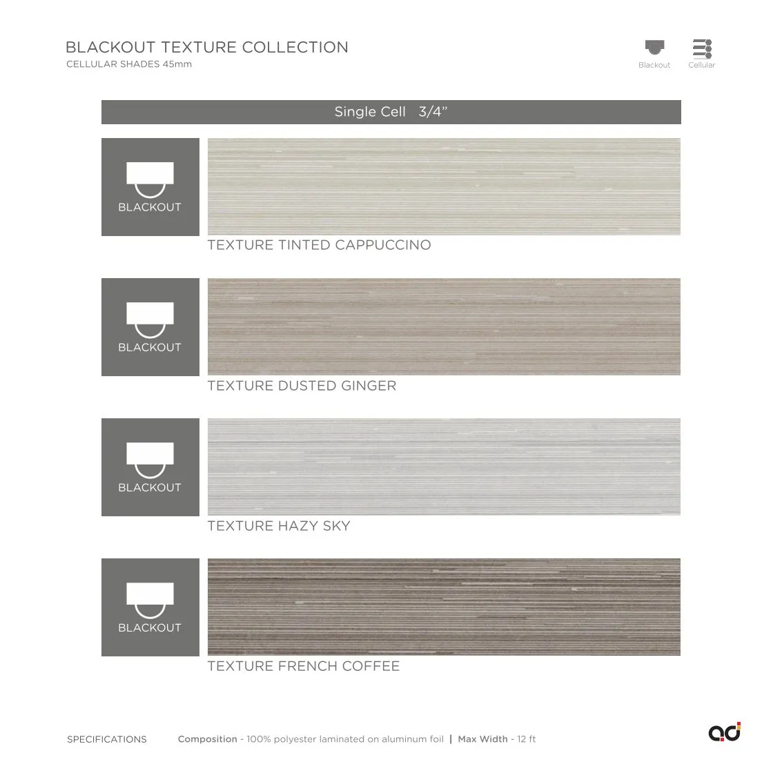 AD Cellular Collection – Stylish & Functional Designs  Blackout Texture Collection