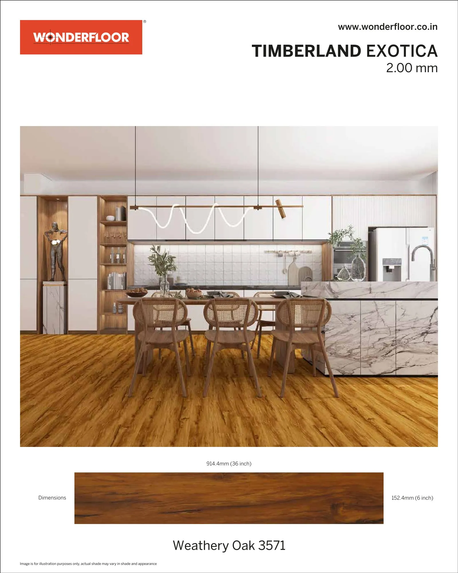 Weathery Oak 3571 -Wonderfloor Room View Exotica 2.00mm Vinyl Flooring& Laptop