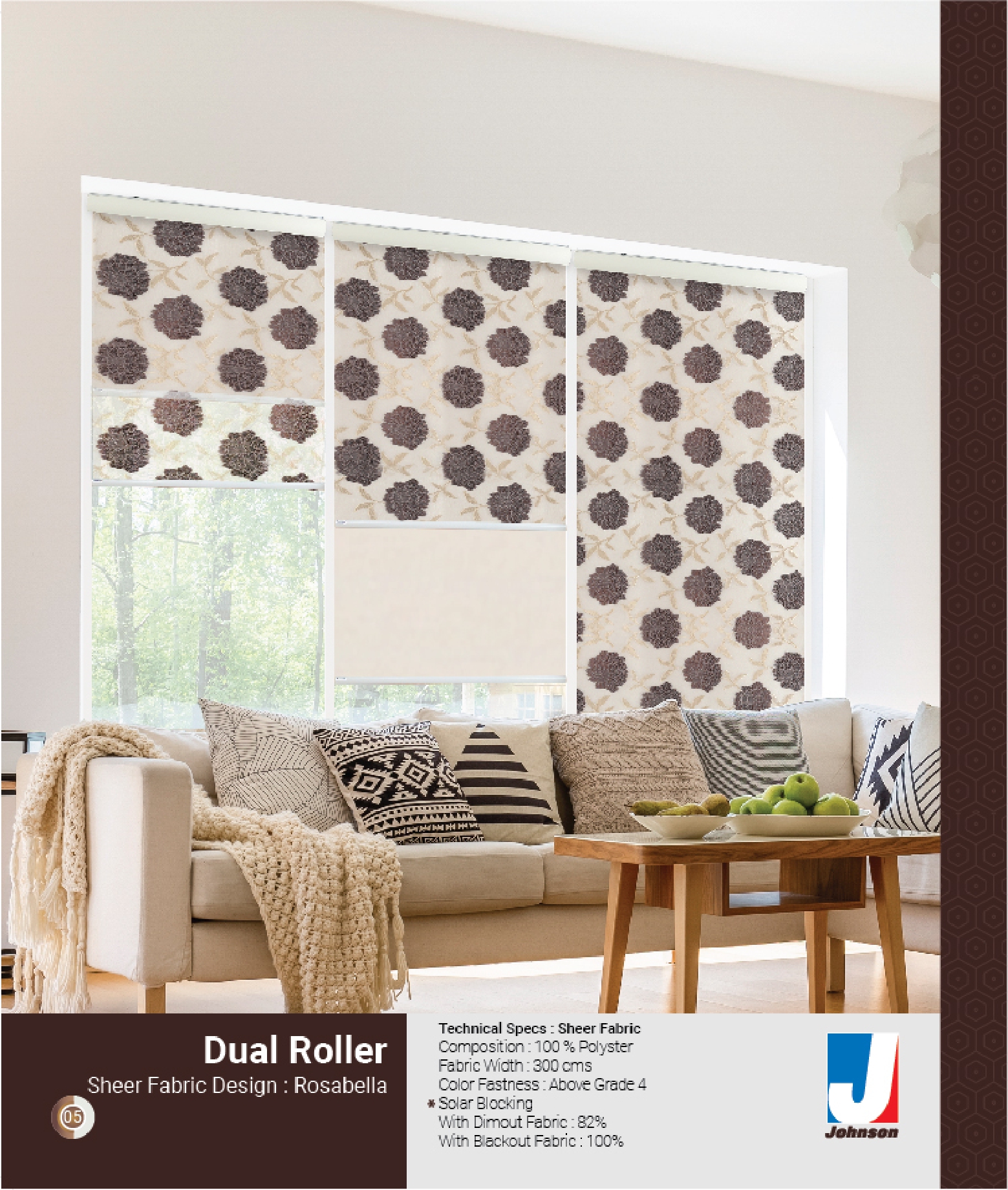 Johnson Dual Roller Blind Collection || Sheer Fabric || Rosabella