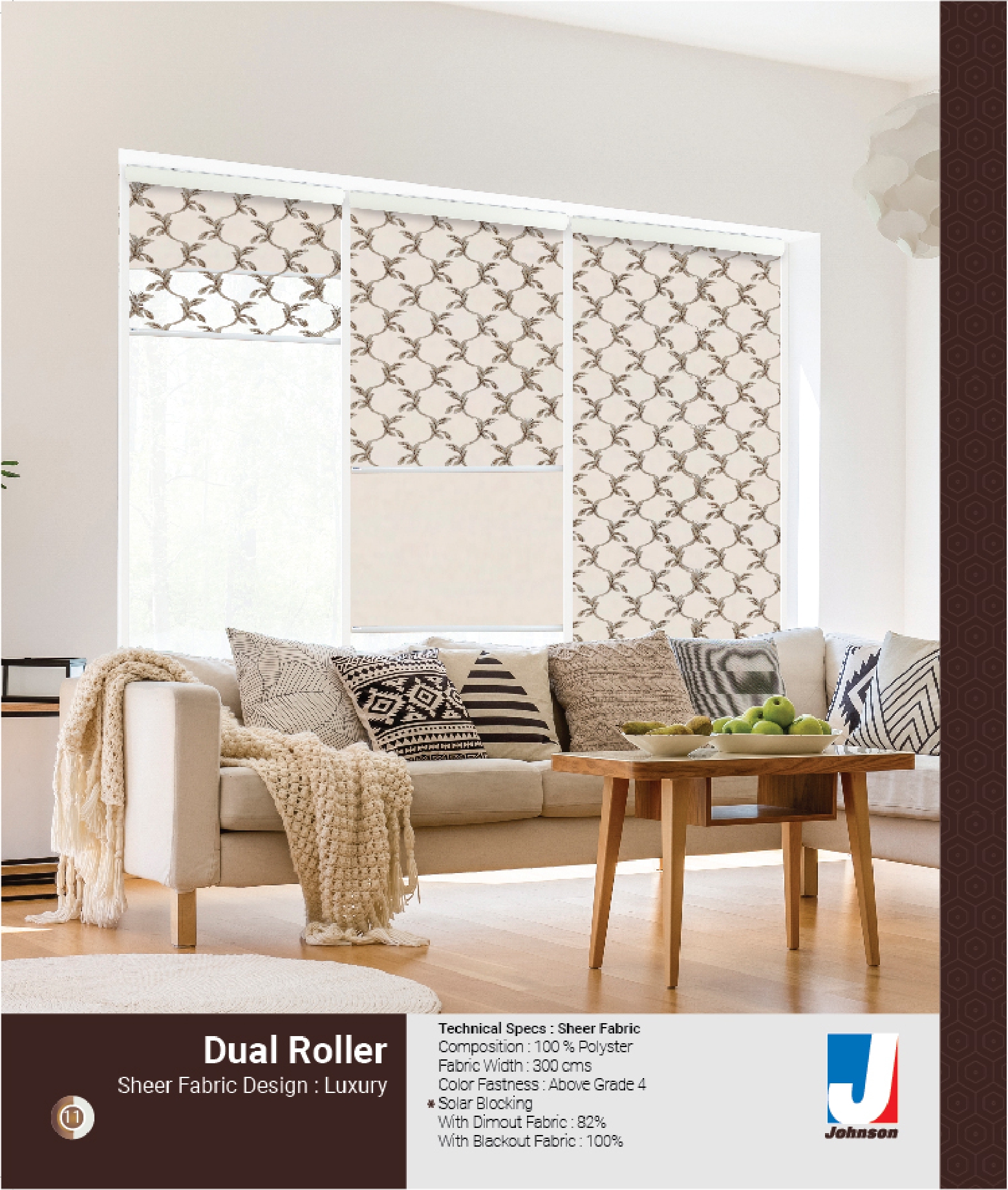 Johnson Dual Roller Blind Collection || Sheer Fabric || Luxury