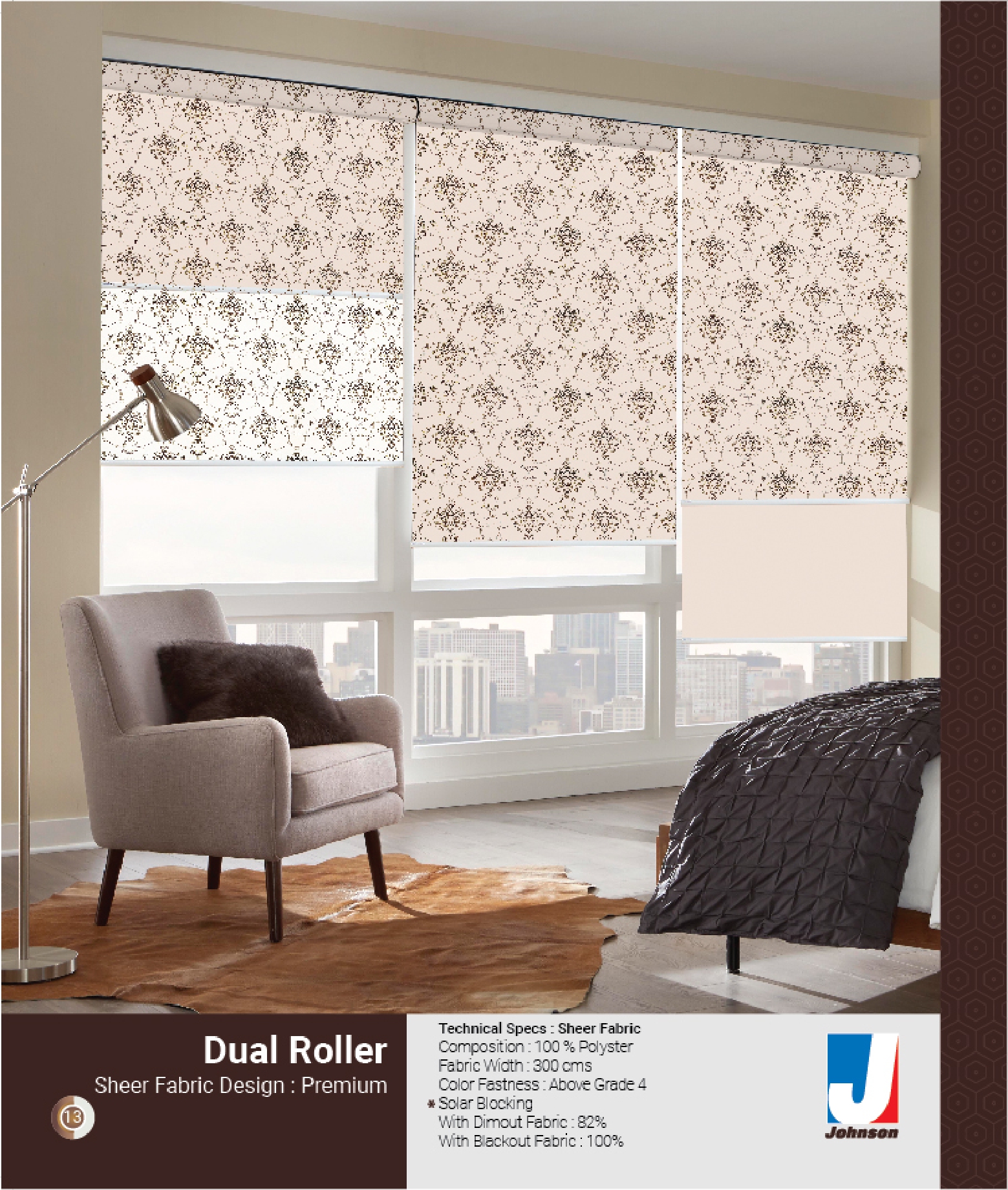 Johnson Dual Roller Blind Collection || Sheer Fabric || Premium