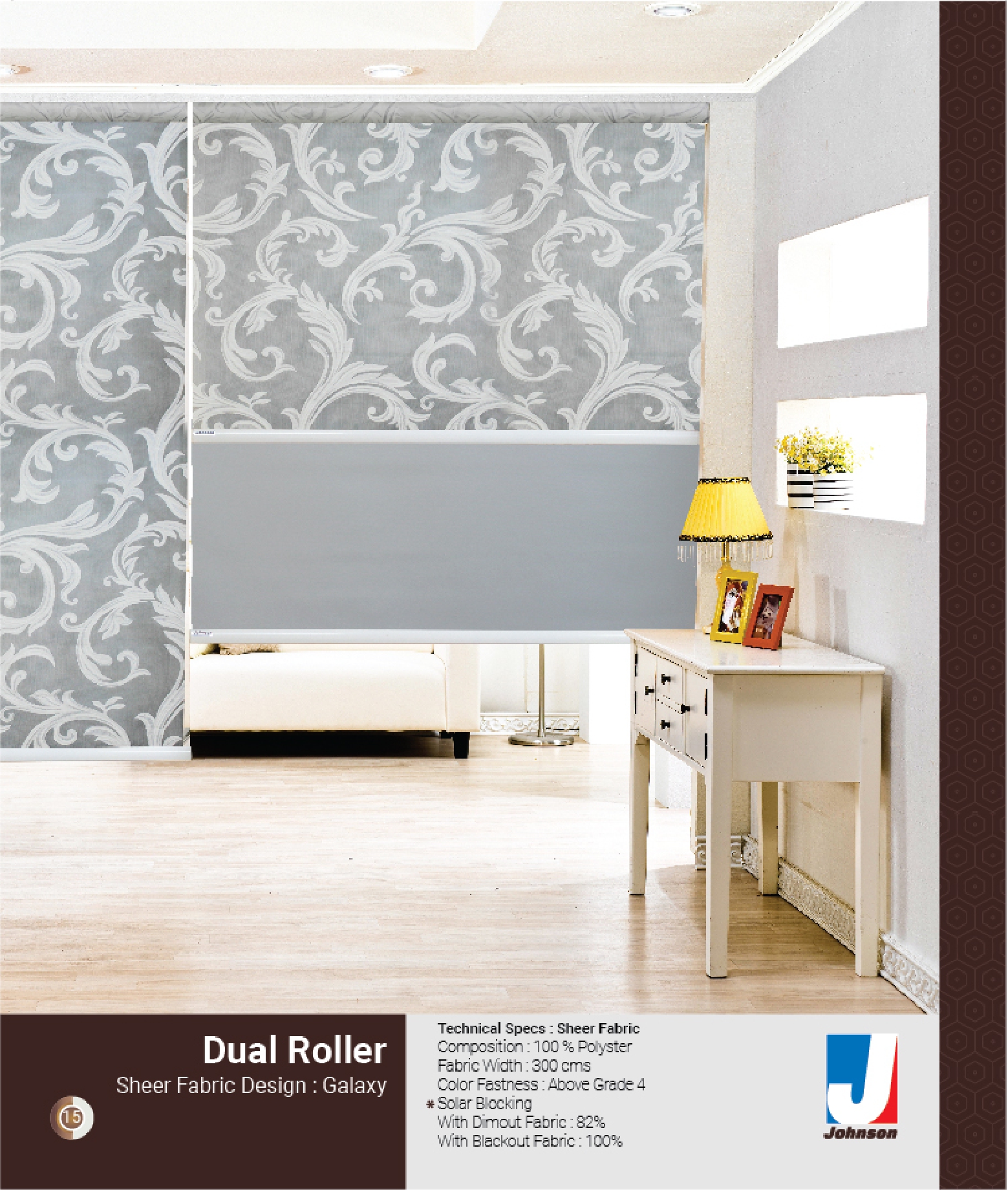 Johnson Dual Roller Blind Collection || Sheer Fabric || Galaxy