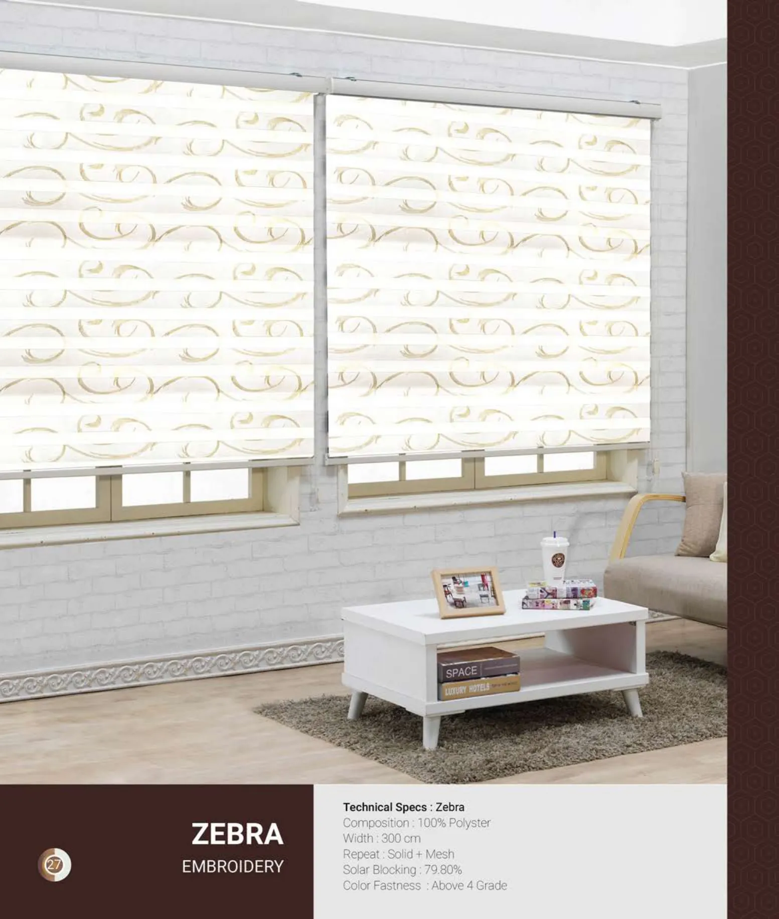 Embroidery Johnson Zebra Blind