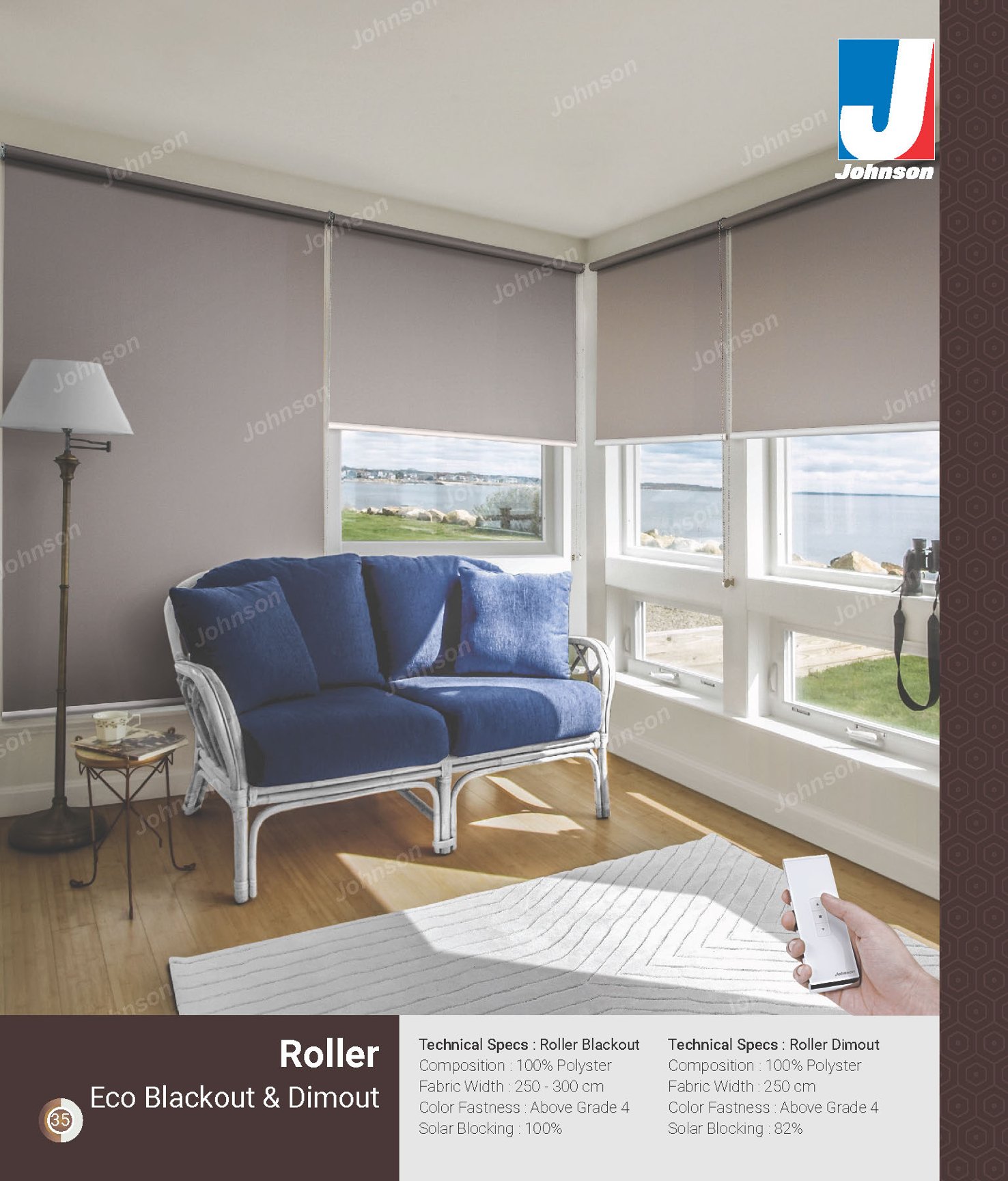 Johnson Roman Blackout Roller Blinds – Eco Blackout & Dimout