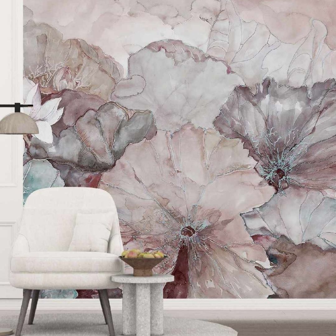 "Lotus On The Wall - Tropical Custom Wallpaper"