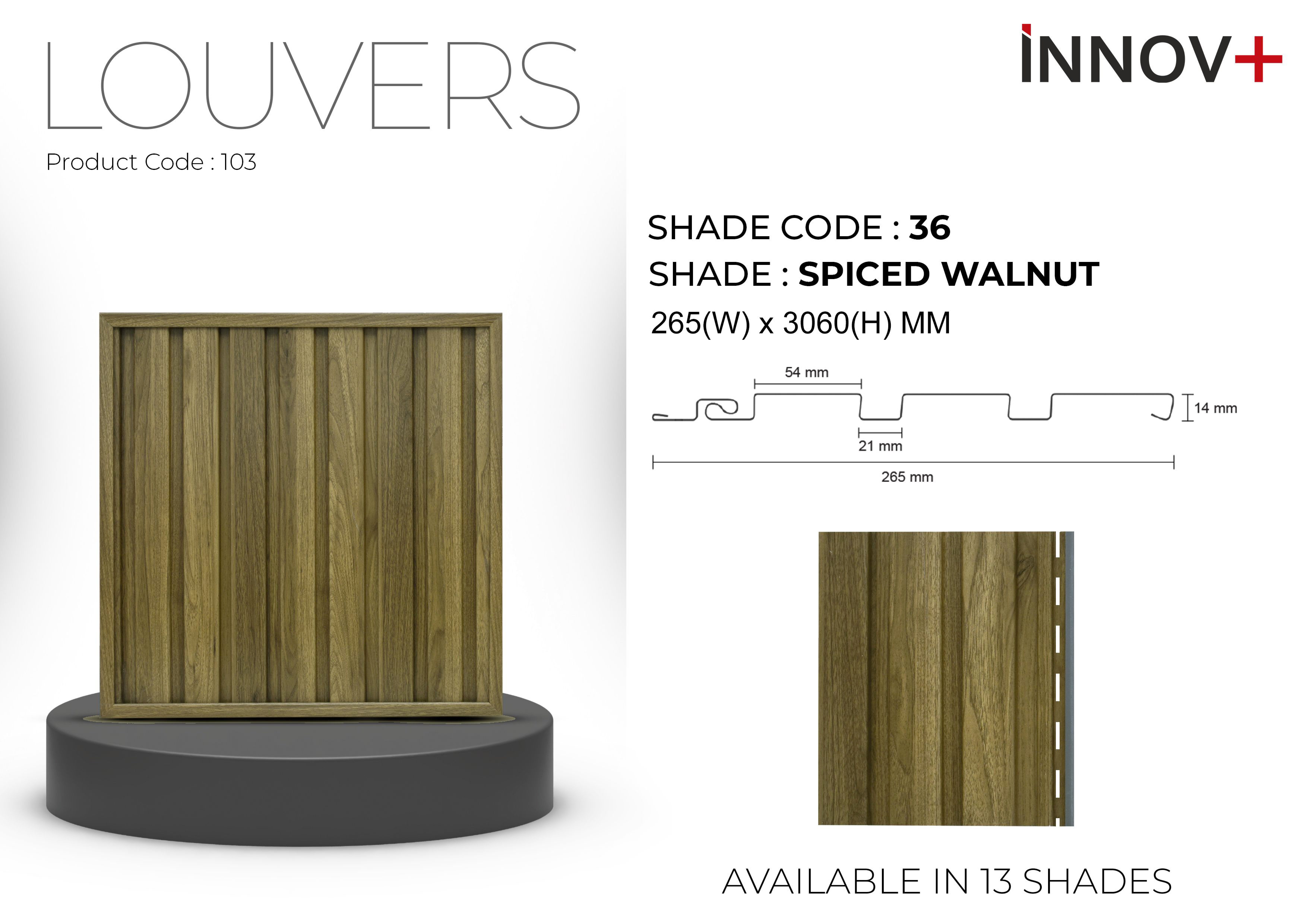 Pare INNOV+ Louvers Ceiling Panel – 36-SPICED WALNUT