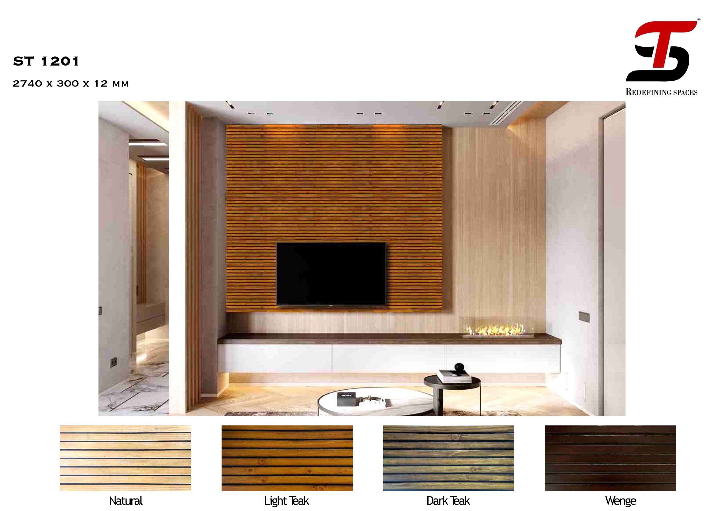 ST HOMECRAFT Natural Wooden Louvers – Stylish & Durable 2740 x 300 x 12 mm