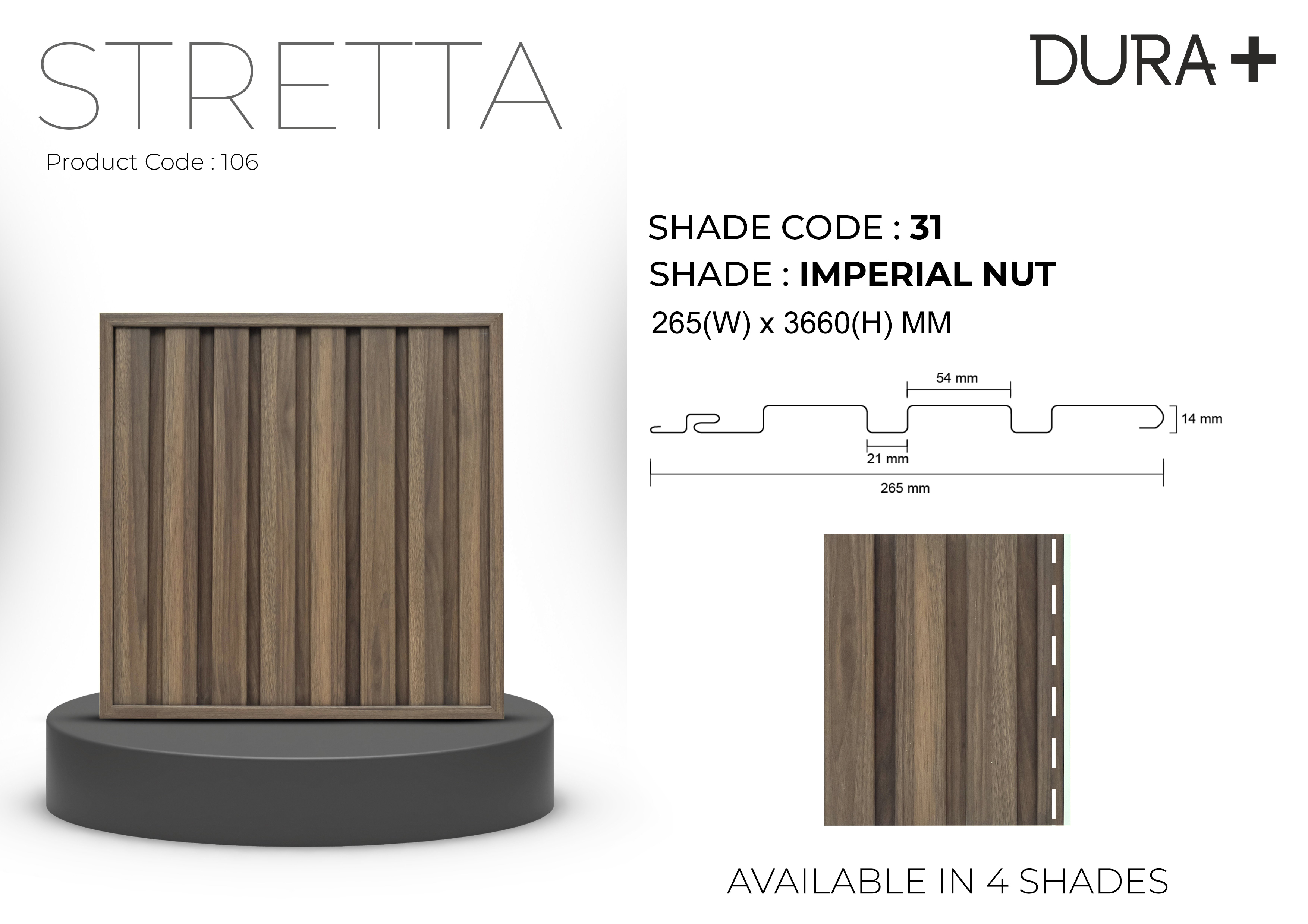 Pare Dura STRETTA Ceiling Panel - IMPERIAL NUT -SHADE CODE:31