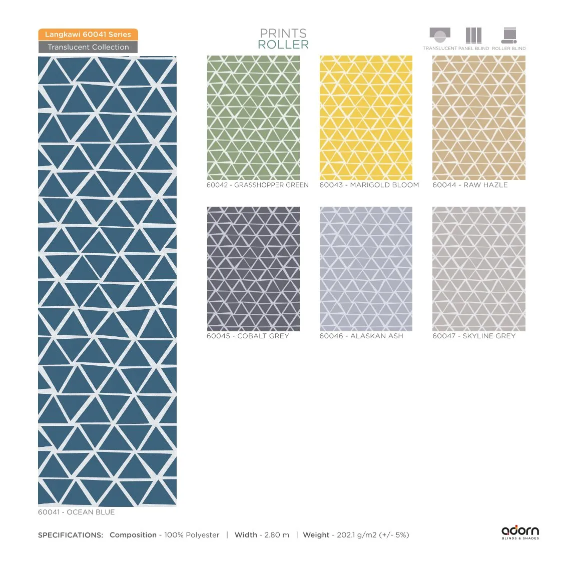 AD Cortina Collection VOL-3 Printed Roller Blinds - 60041- Ocean Blue