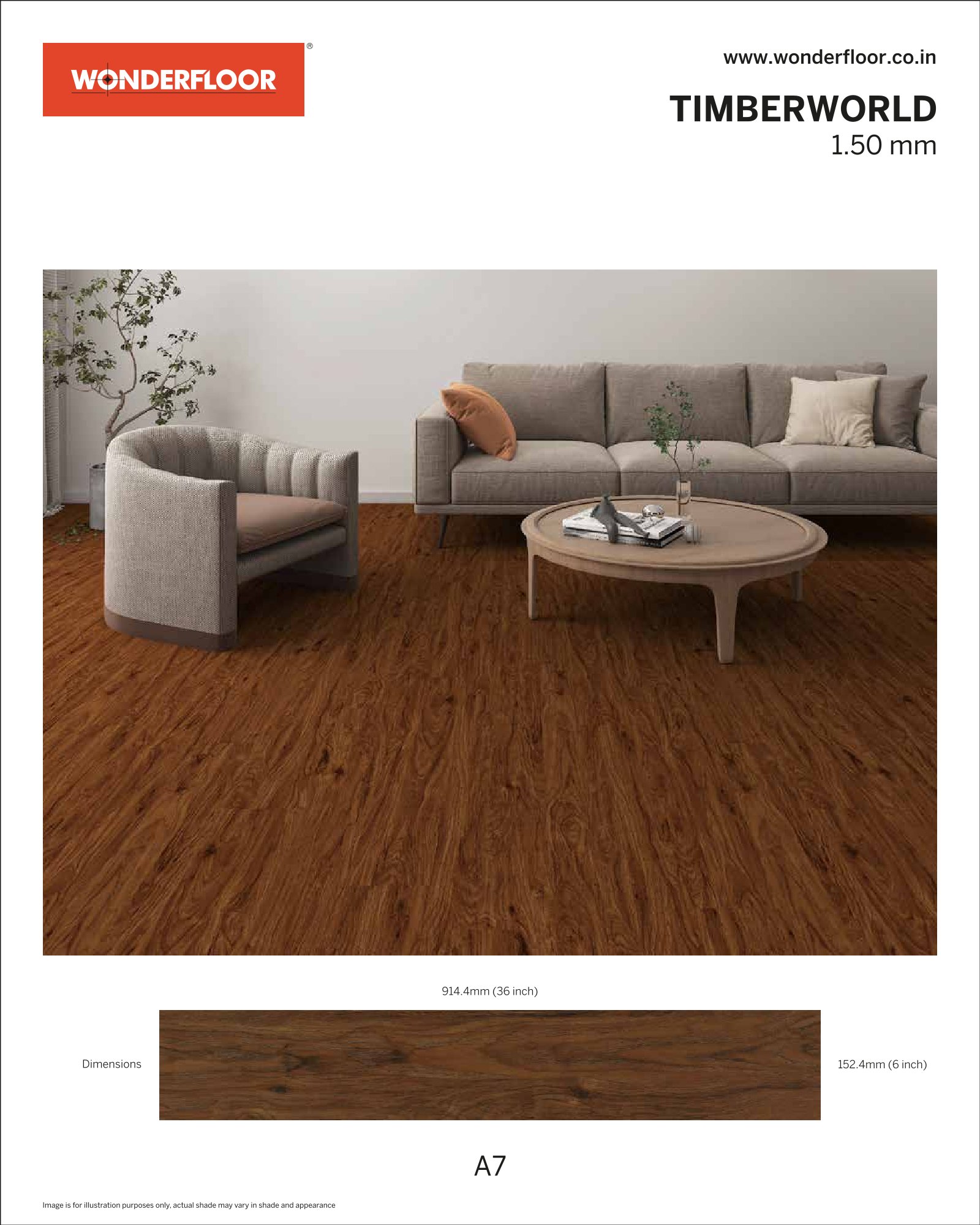 A7 -Wonderfloor Timberworld 1.50mm Vinyl Flooring