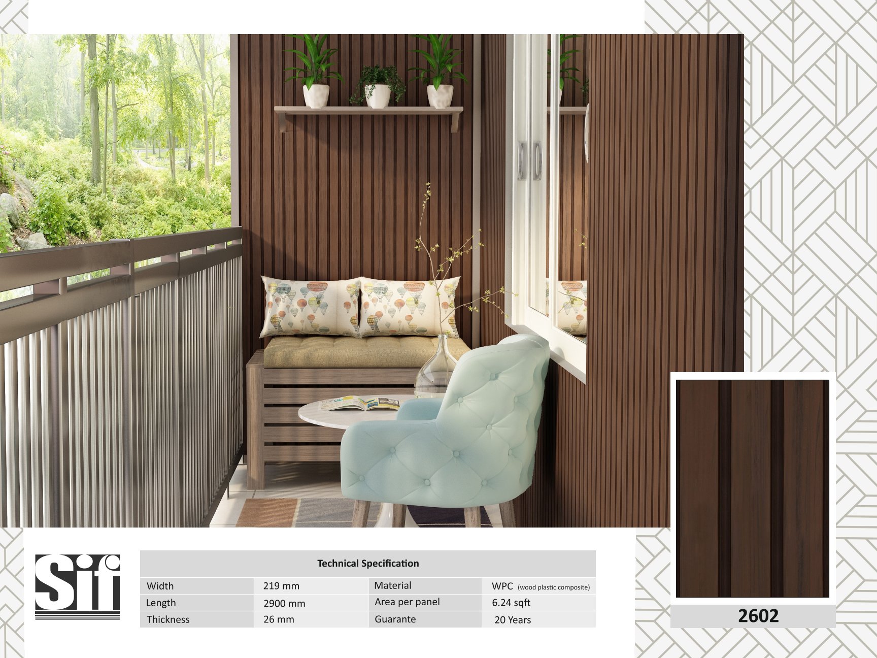 2602 WPC Wall Cladding  – 26mm Thickness