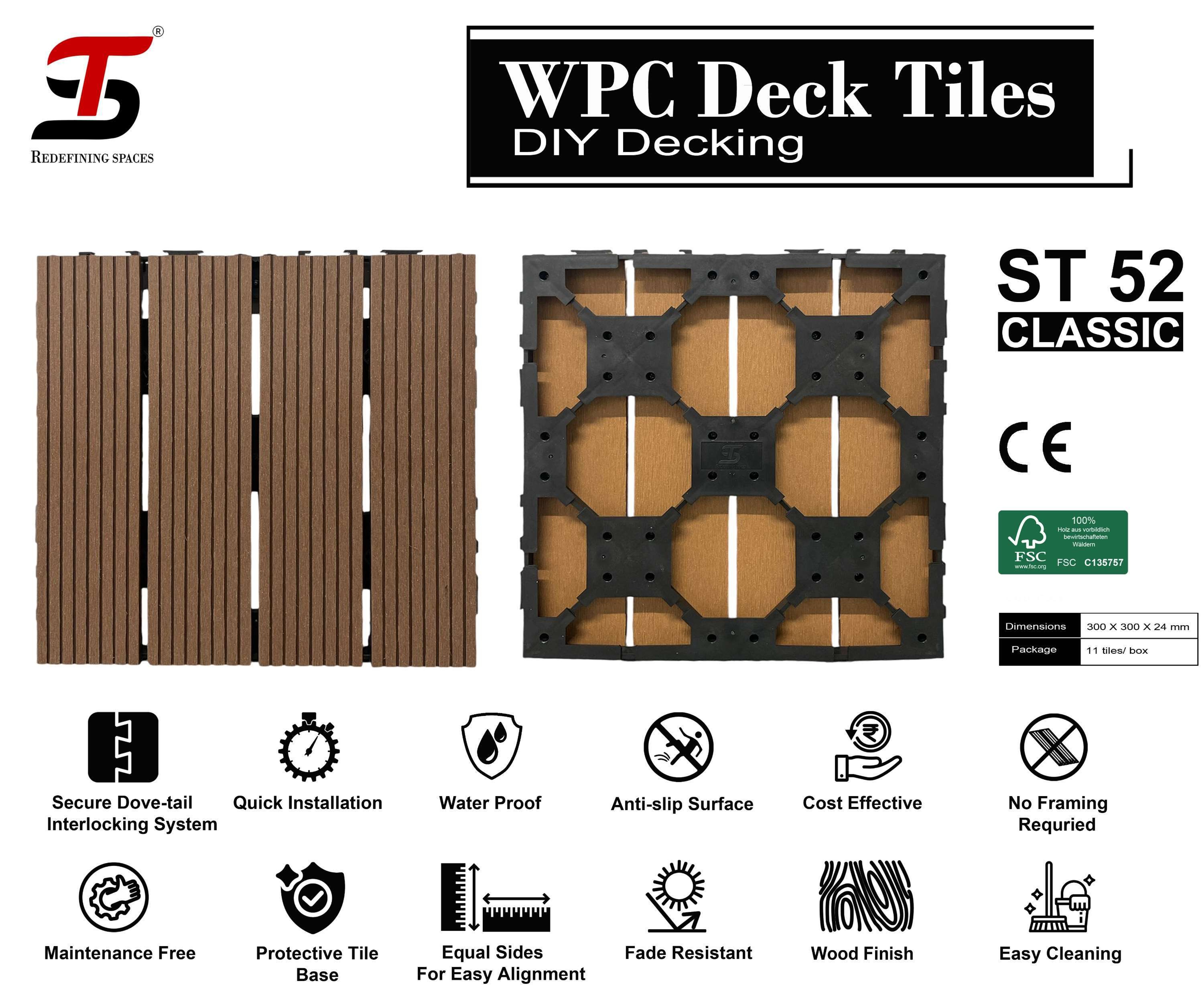 ST HOMECRAFT WPC Deck Tiles – DIY Classic ST-52