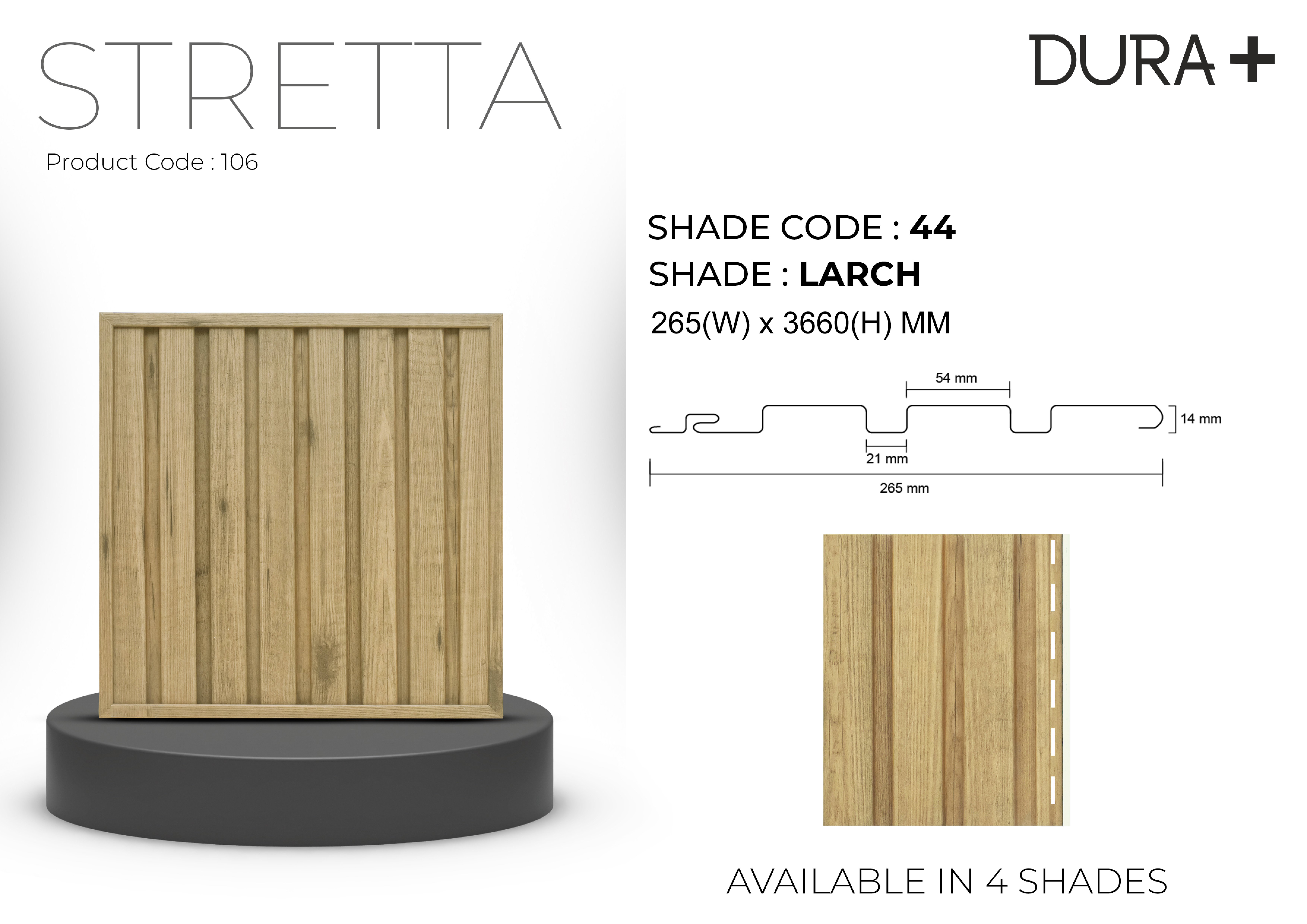Pare Dura STRETTA Ceiling Panel - LARCH -SHADE CODE:44