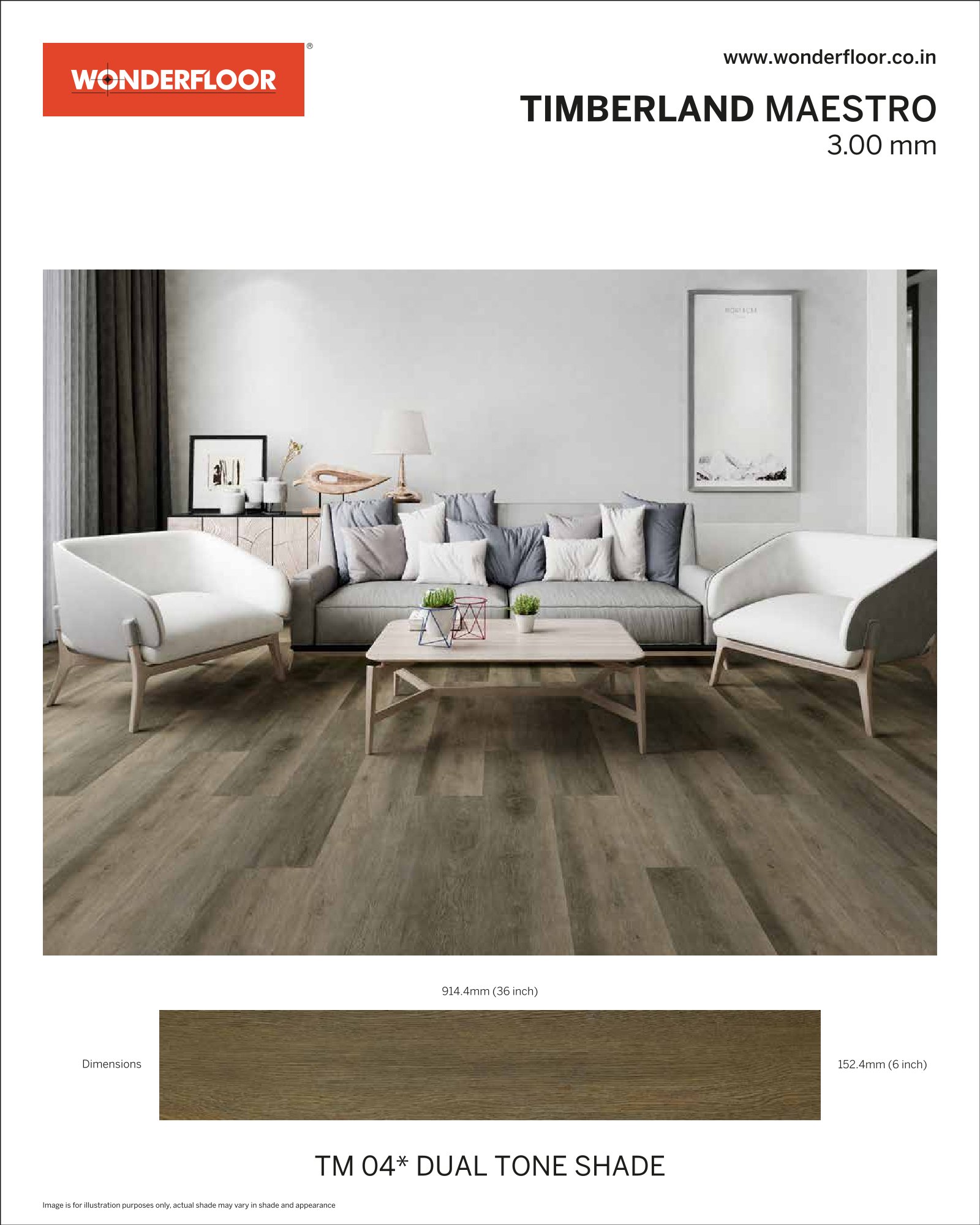 TM04* Dual Tone Shade-Wonderfloor Room View Maestro 3.00mm Vinyl Flooring