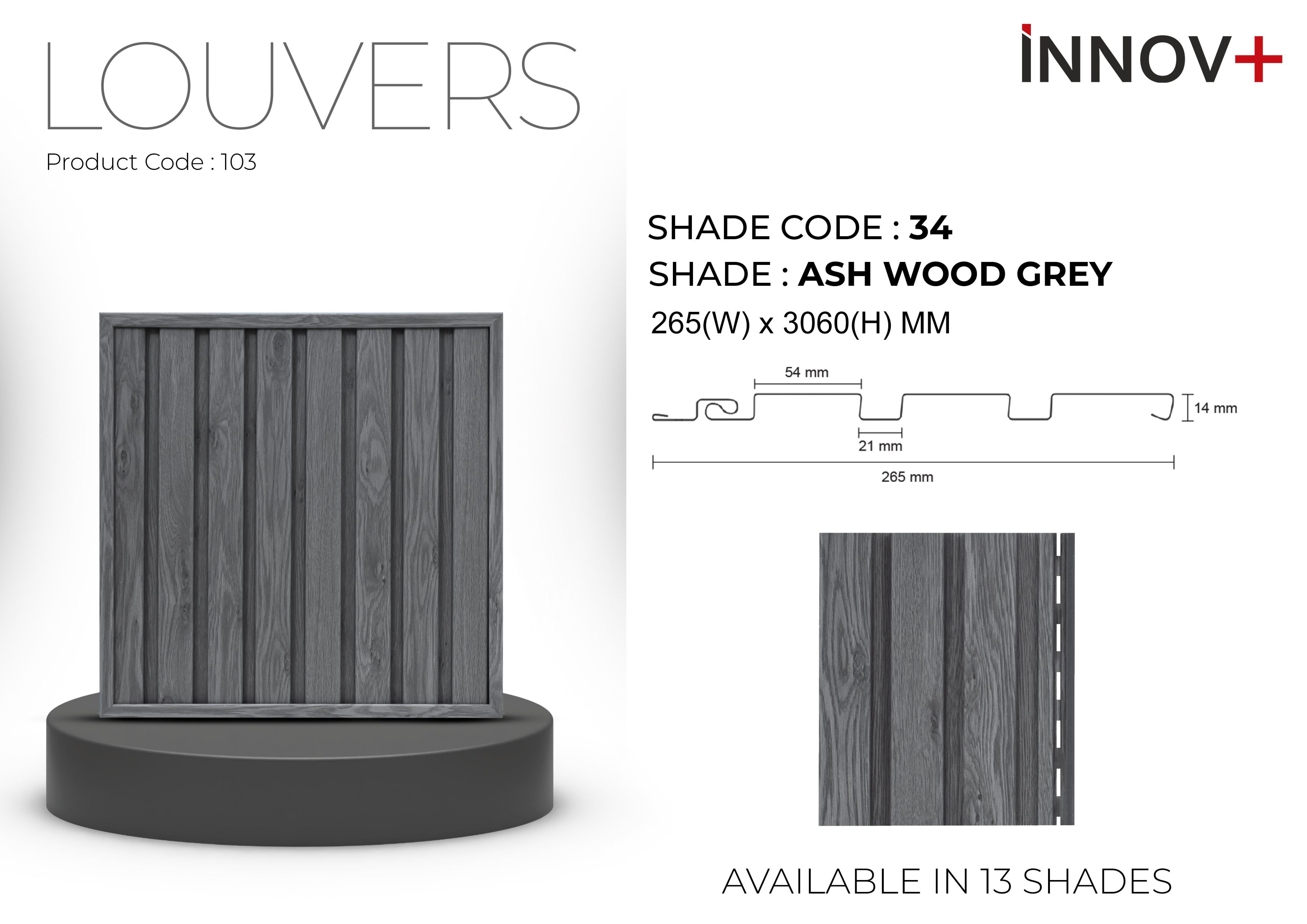 Pare INNOV+ Louvers Ceiling Panel – 34-ASH WOOD GREY