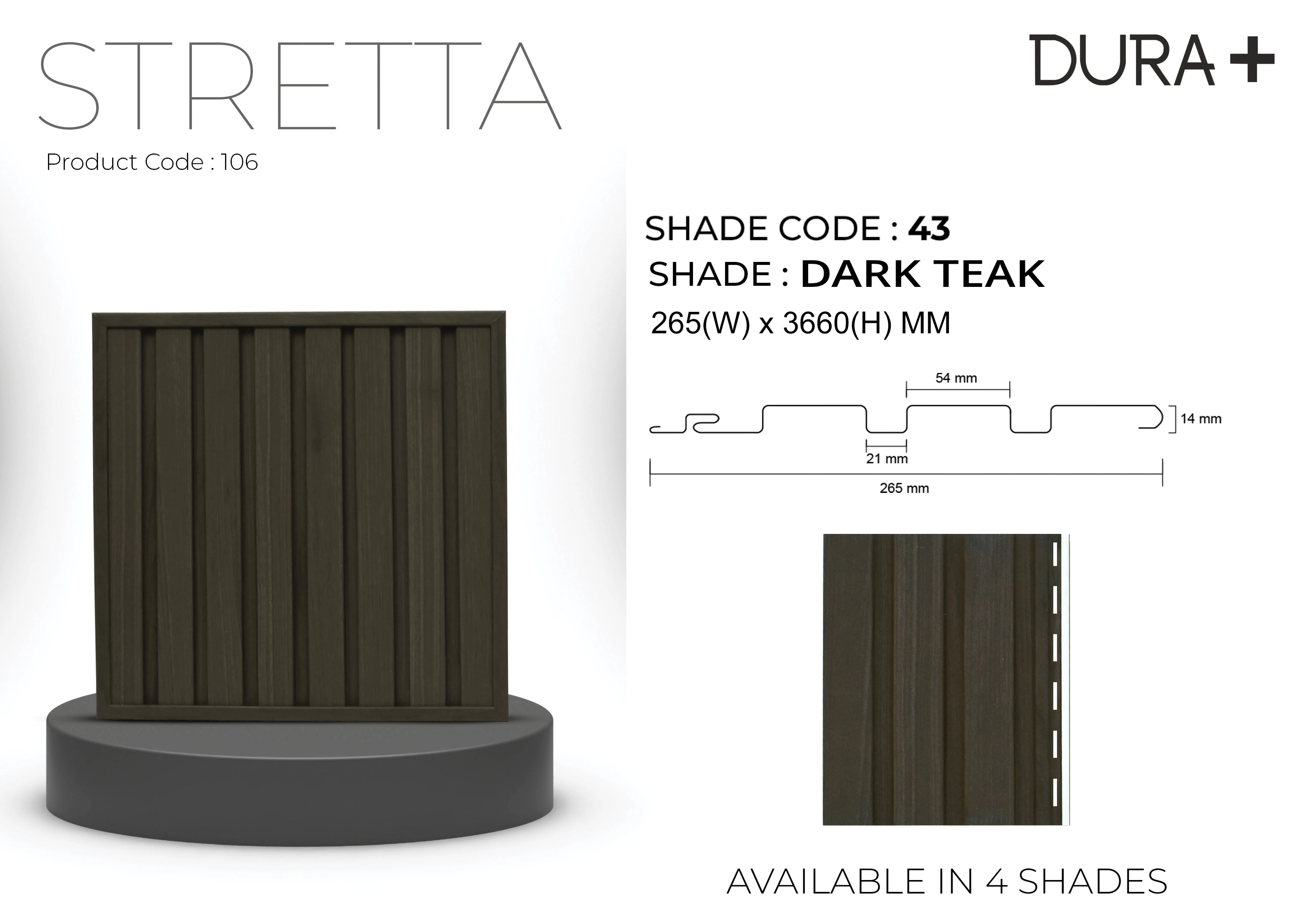 Pare Dura STRETTA Ceiling Panel -DARK TEAK -SHADE CODE:43