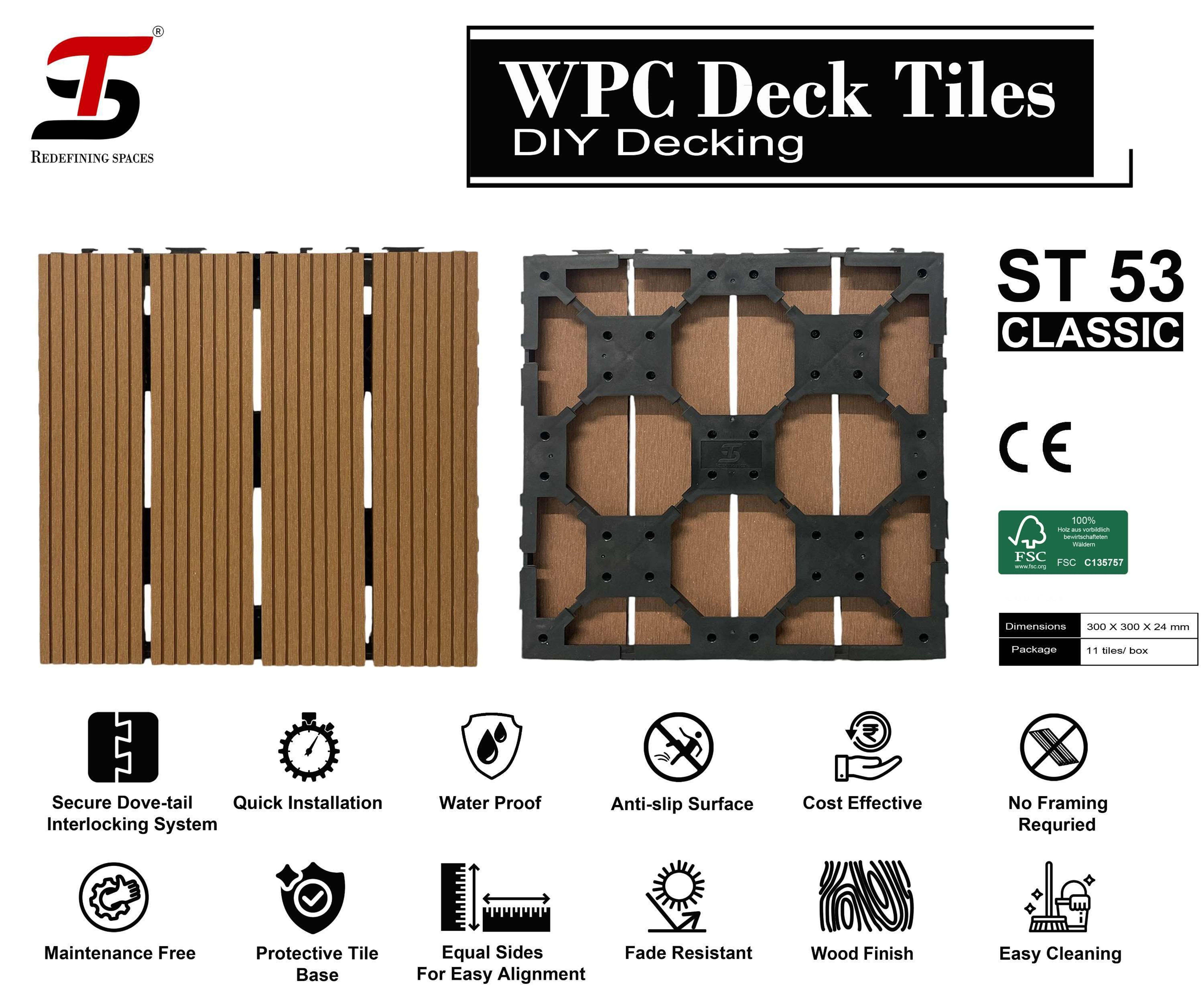 ST HOMECRAFT WPC Deck Tiles – DIY Classic ST-53
