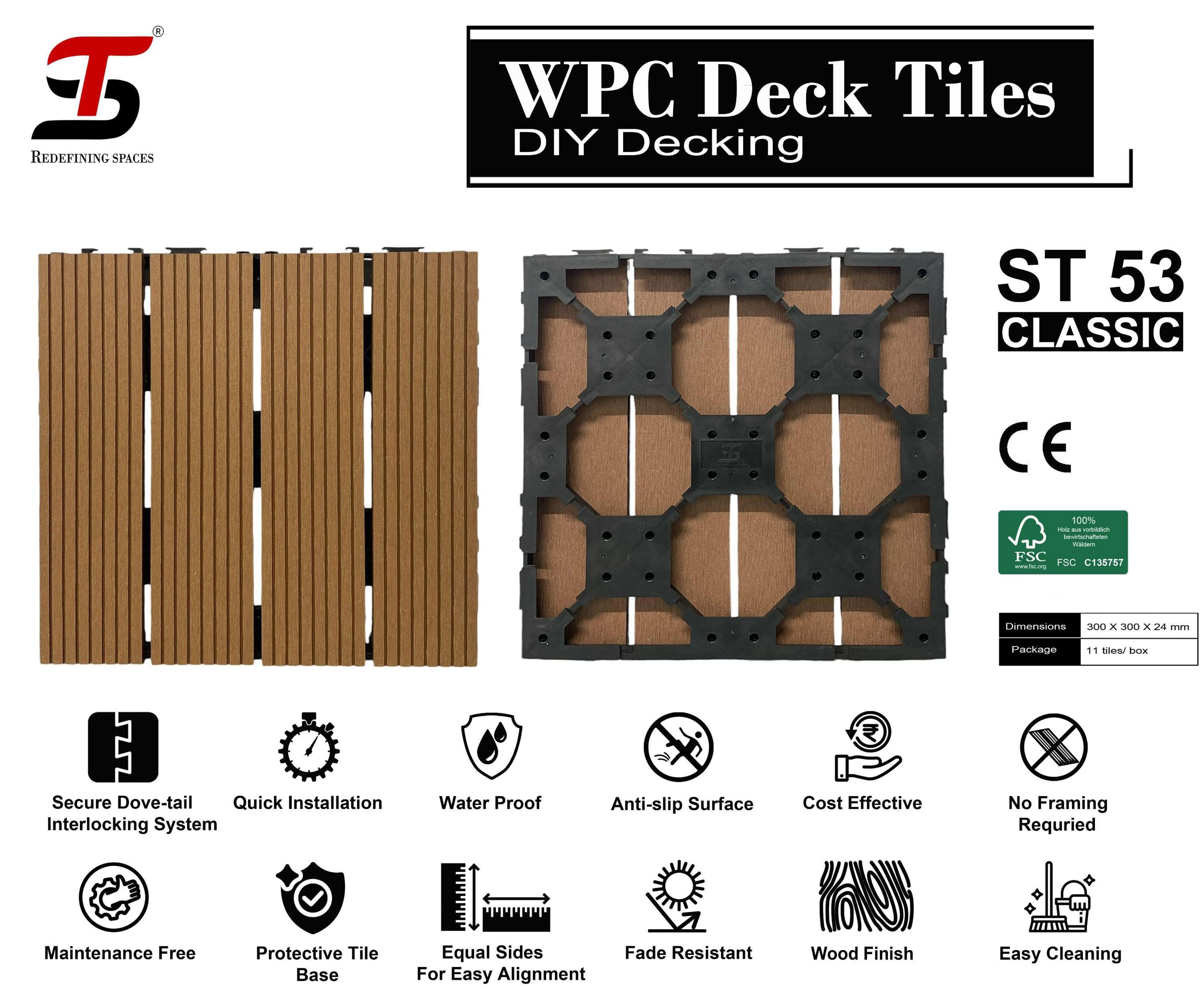ST HOMECRAFT WPC Deck Tiles – DIY Classic ST-53