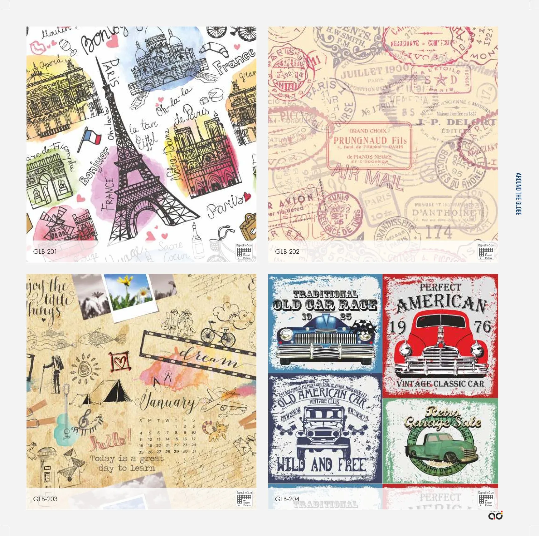 AD Printed Roller Blinds – Around the Globe Design GLB-201