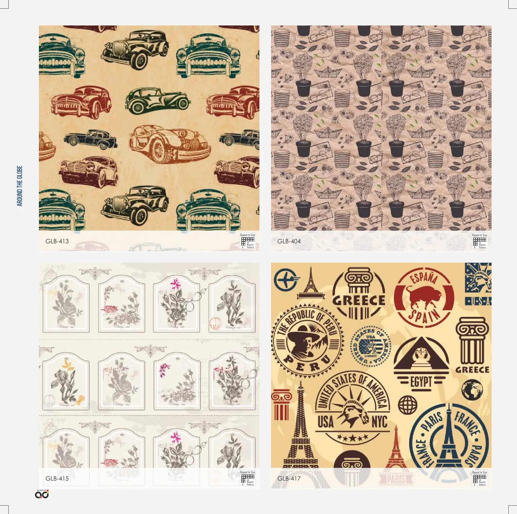 AD Printed Roller Blinds – Around the Globe Design GLB-413