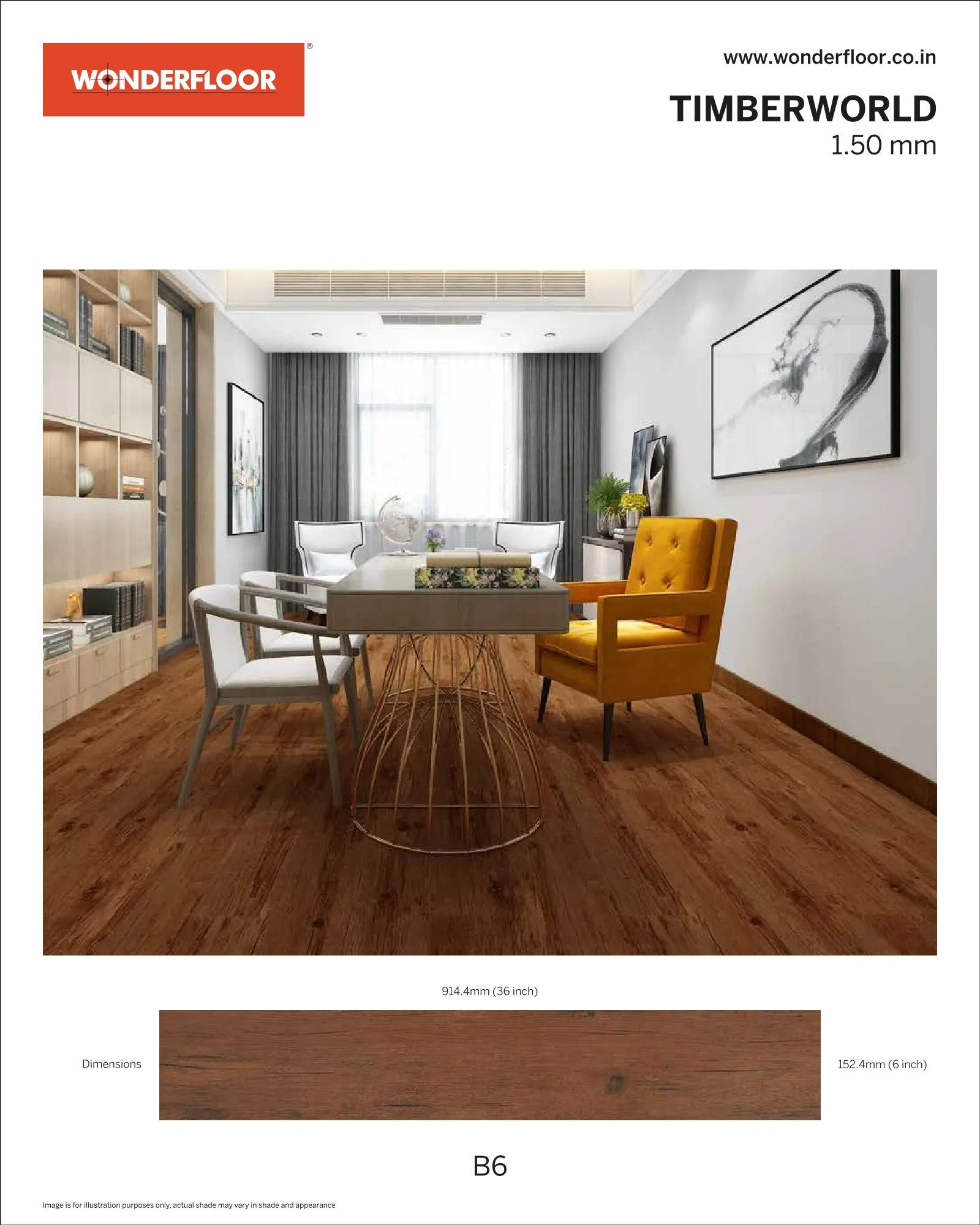 B6 -Wonderfloor Timberworld 1.50mm Vinyl Flooring