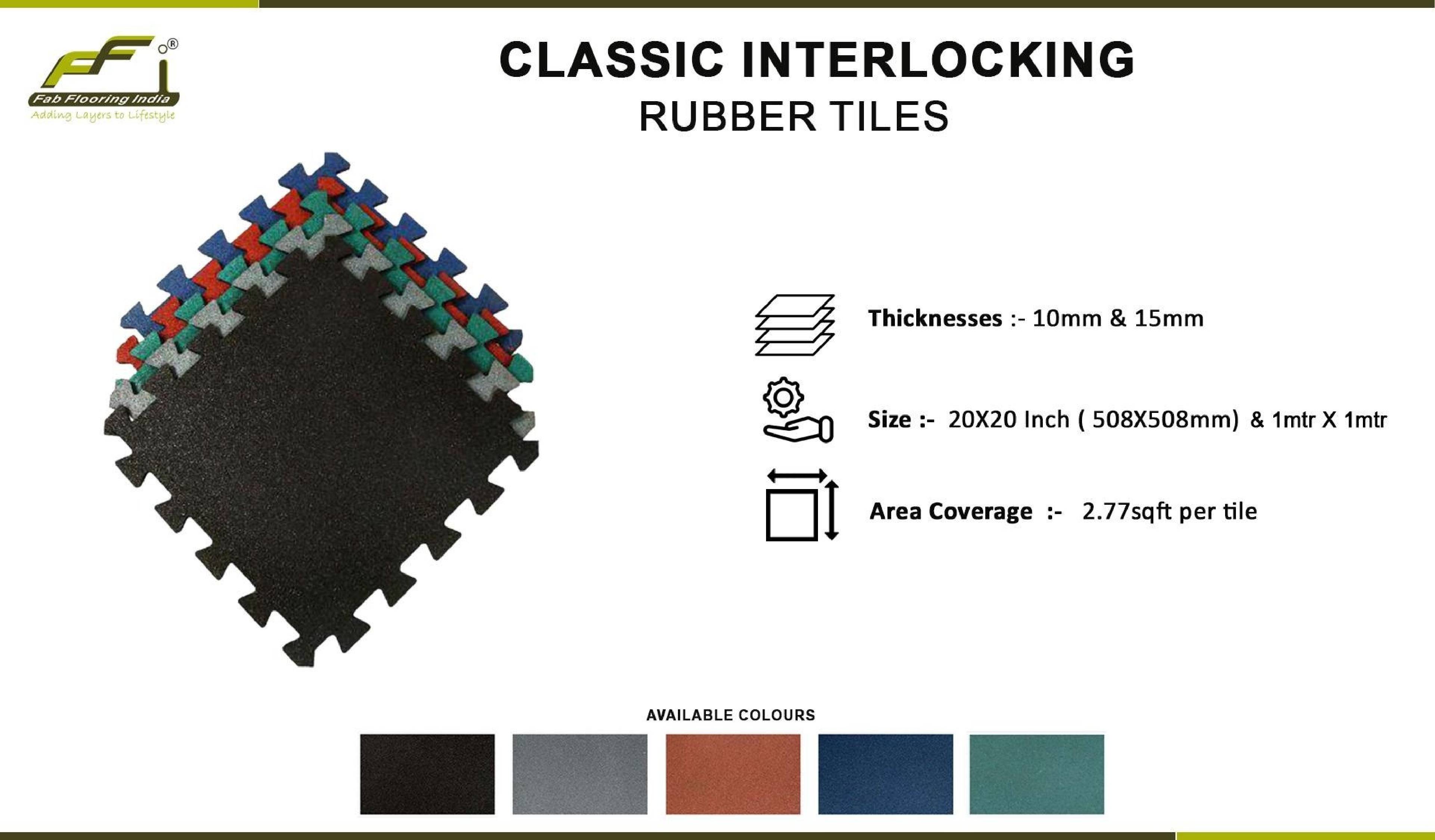 10mm & 15mm Classic Interlocking Rubber Gym Tiles