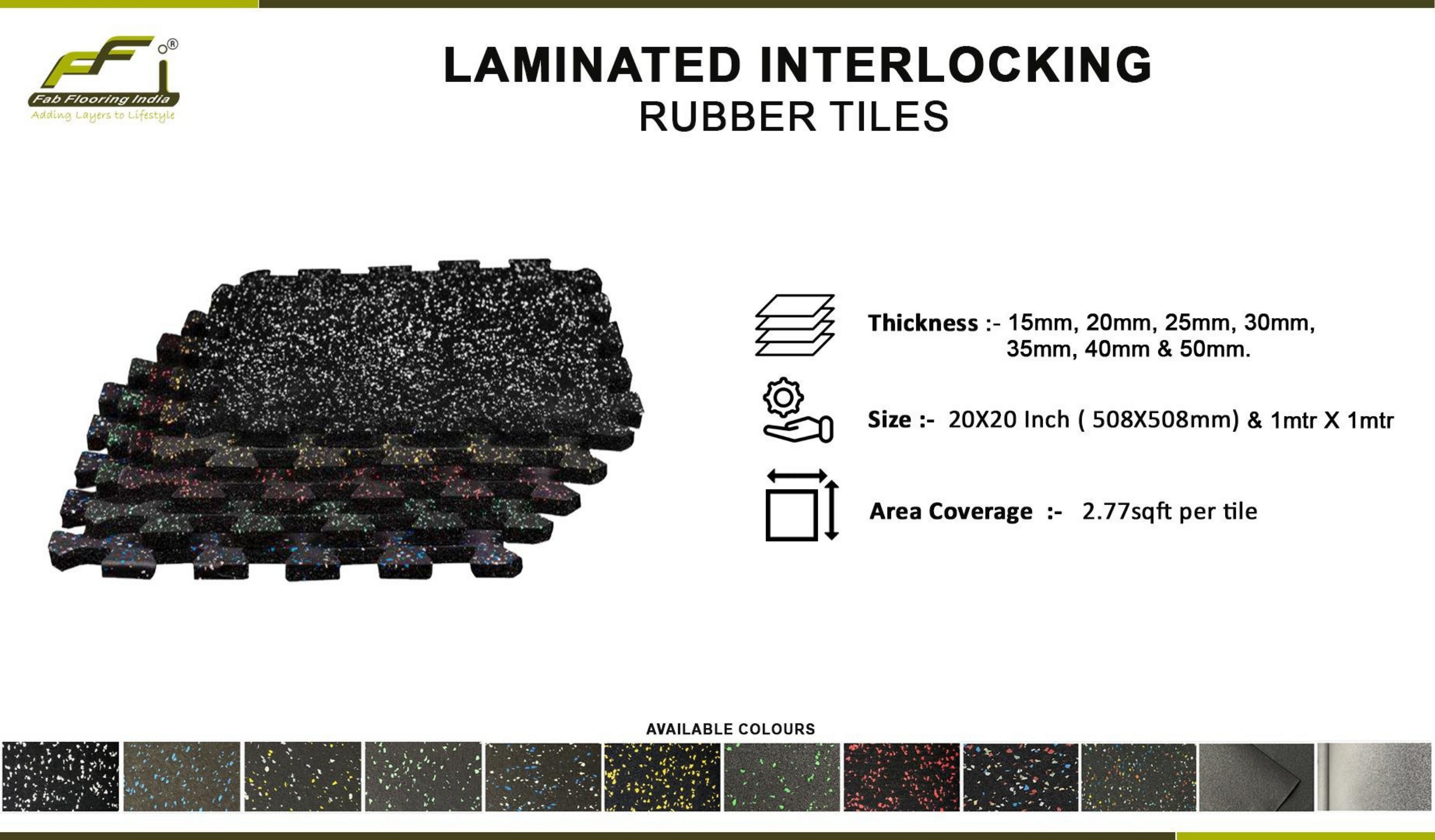 Classic Laminated Interlocking Rubber Gym Tiles | 10mm-50mm Thick