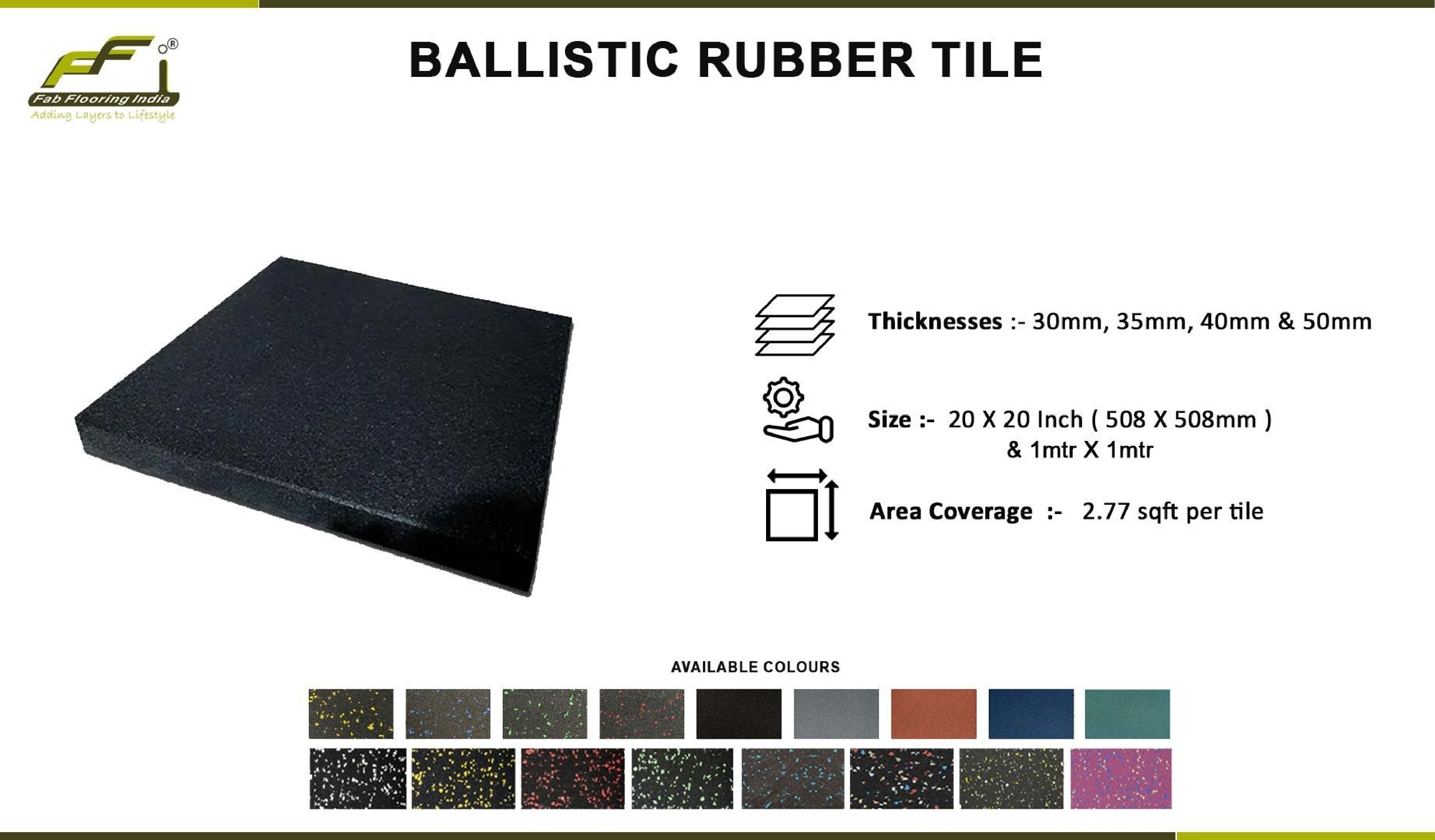 30mm - 50mm Ballistic Rubber Tiles for Gym Flooring