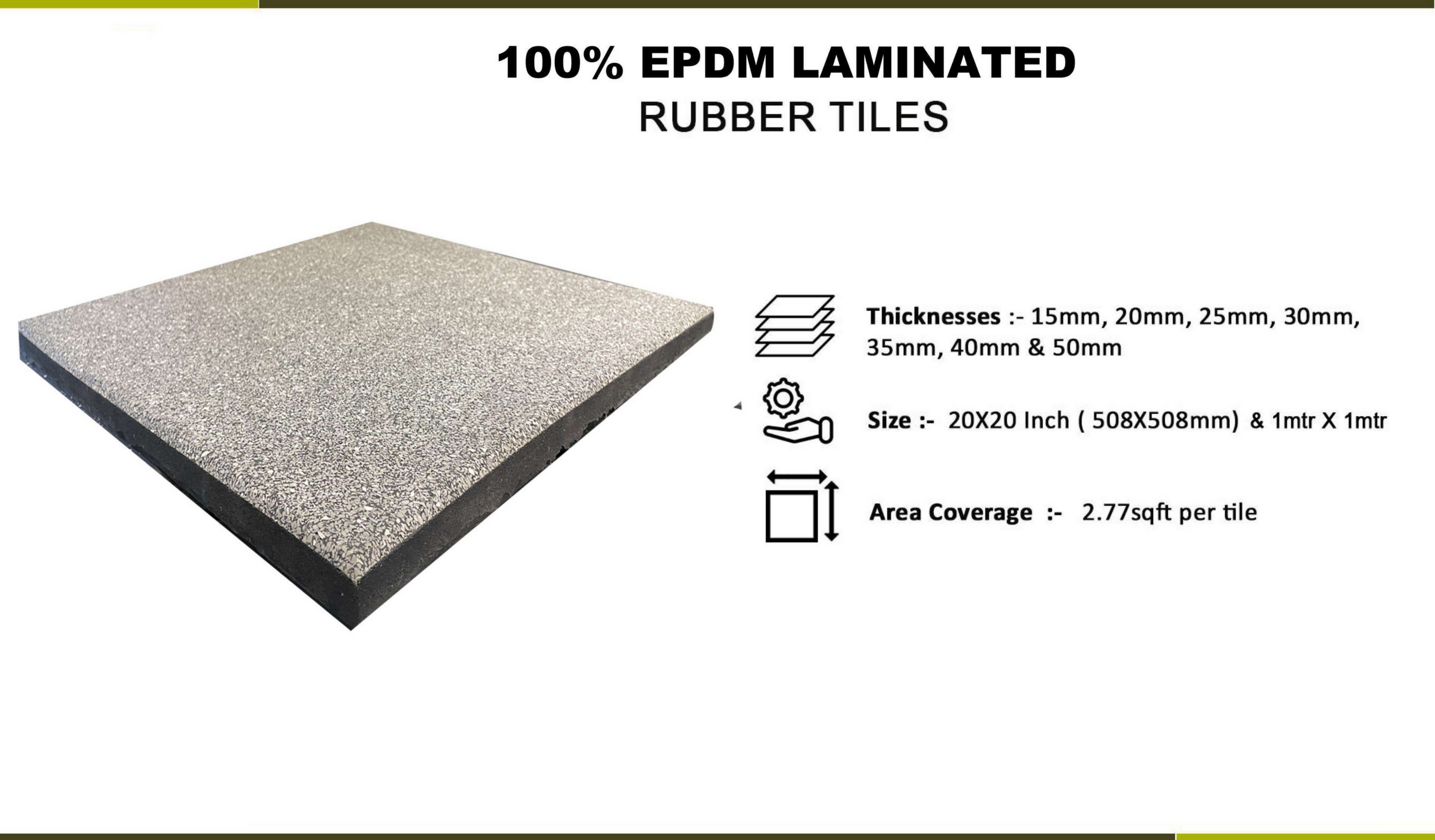 15mm-50mm 100% EPDM Laminated  Rubber Gym Tiles – Durable Flooring