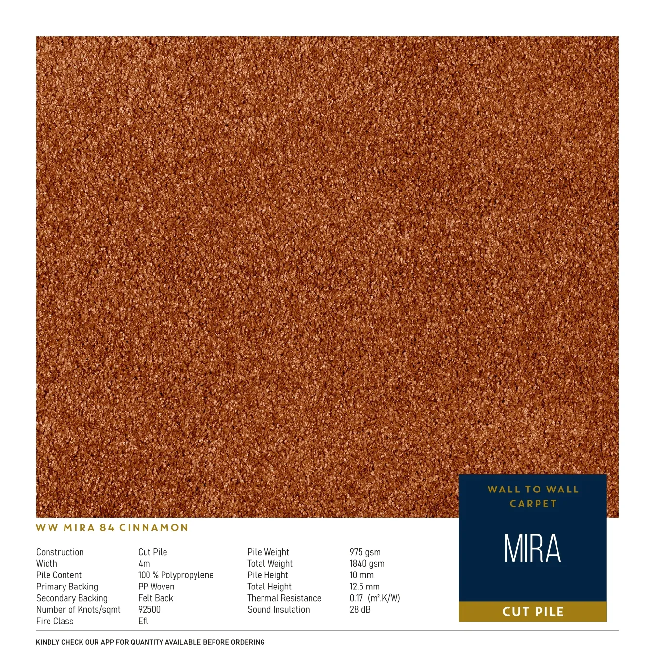 WW Mira Cinnamon 84 Carpet Tile – Stylish & Durable