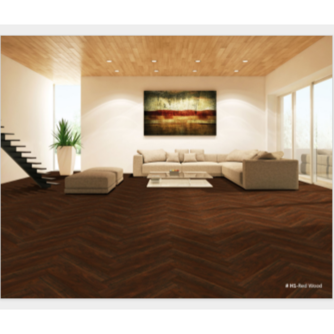 #H1 Red Wood Herringbone Pattern Flooring – Premium Quality