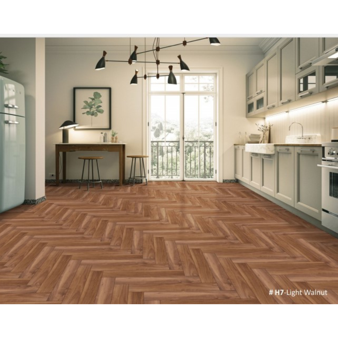 #H7 Light Walnut Herringbone Wooden Flooring - Premium Quality