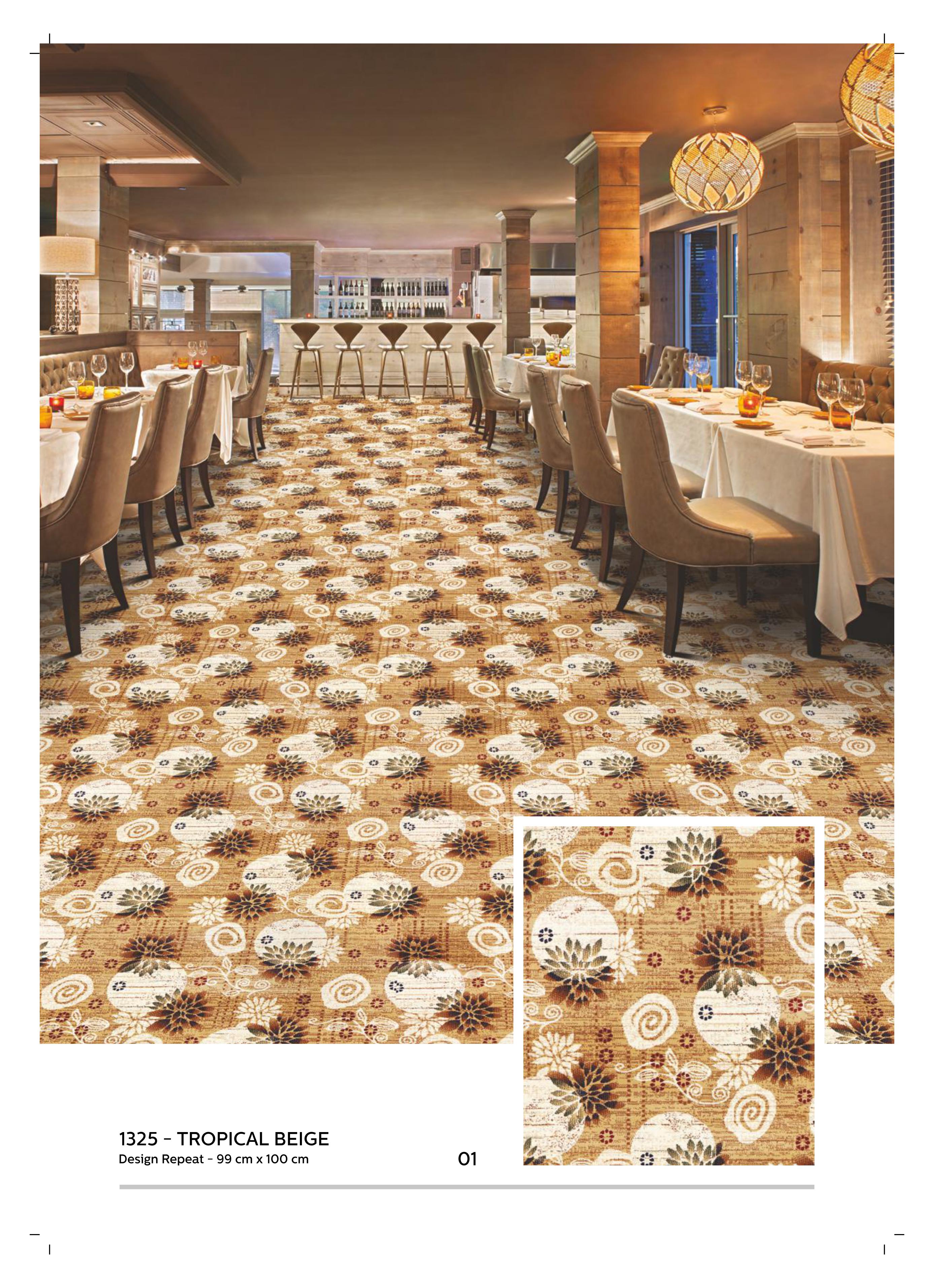 Tropical Beige Printed Carpet Rolls - High-Quality Flooring Solutions