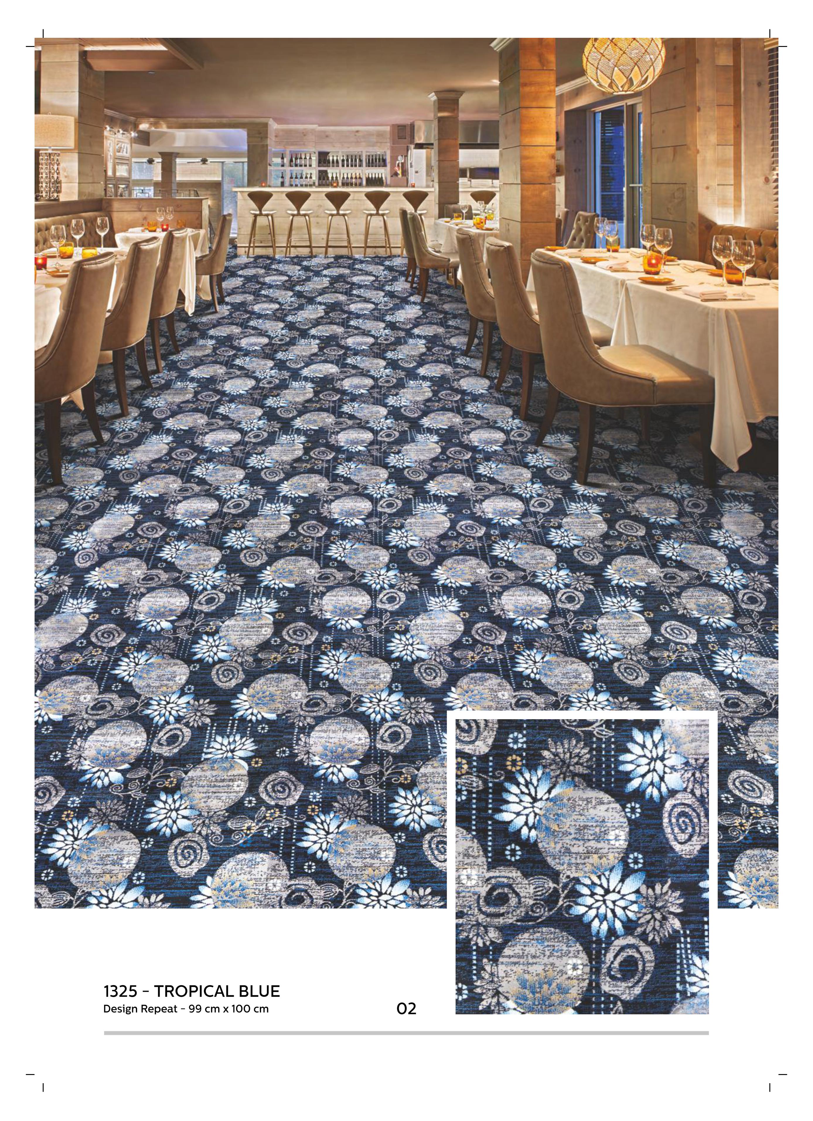 1325-TROPICAL BLUE PRINTED Carpet Rolls