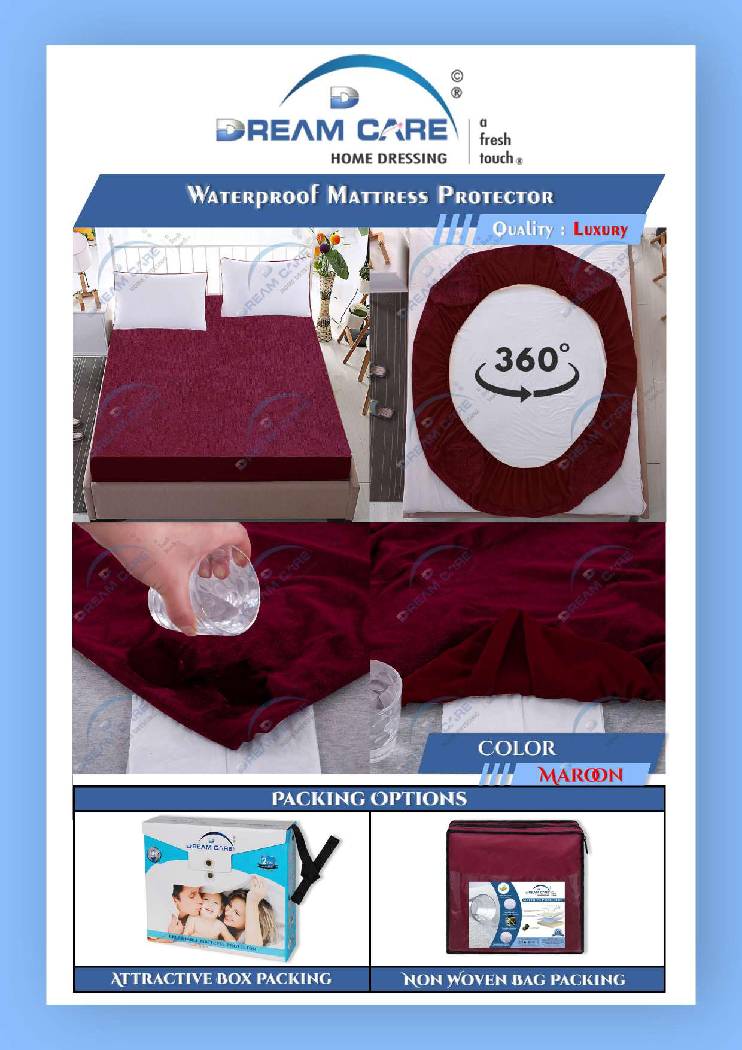 Luxury Maroon Mattress Protector | Premium Bedding Essential