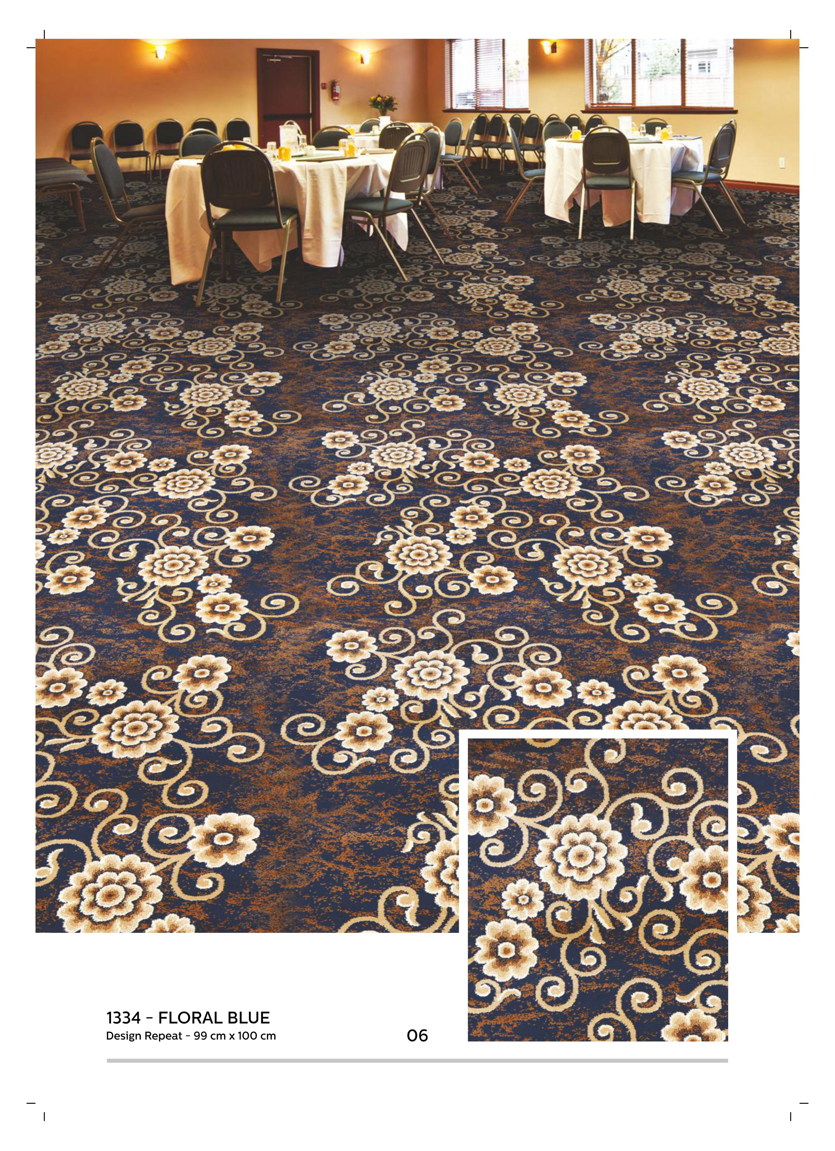 Floral Blue Printed Carpet Rolls - High-Quality Home Flooring