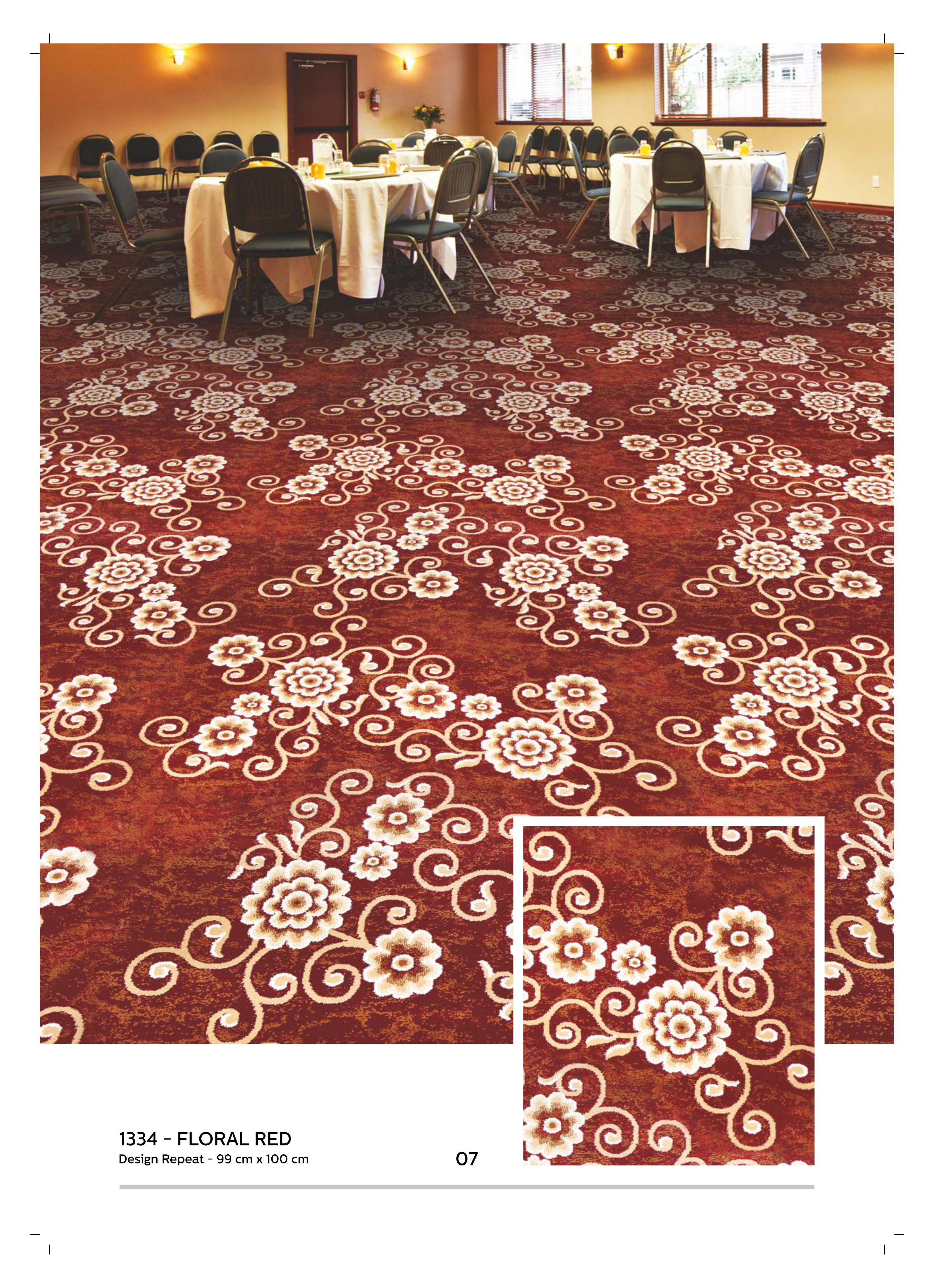 Floral Red Printed Carpet Rolls - High-Quality Flooring Solutions