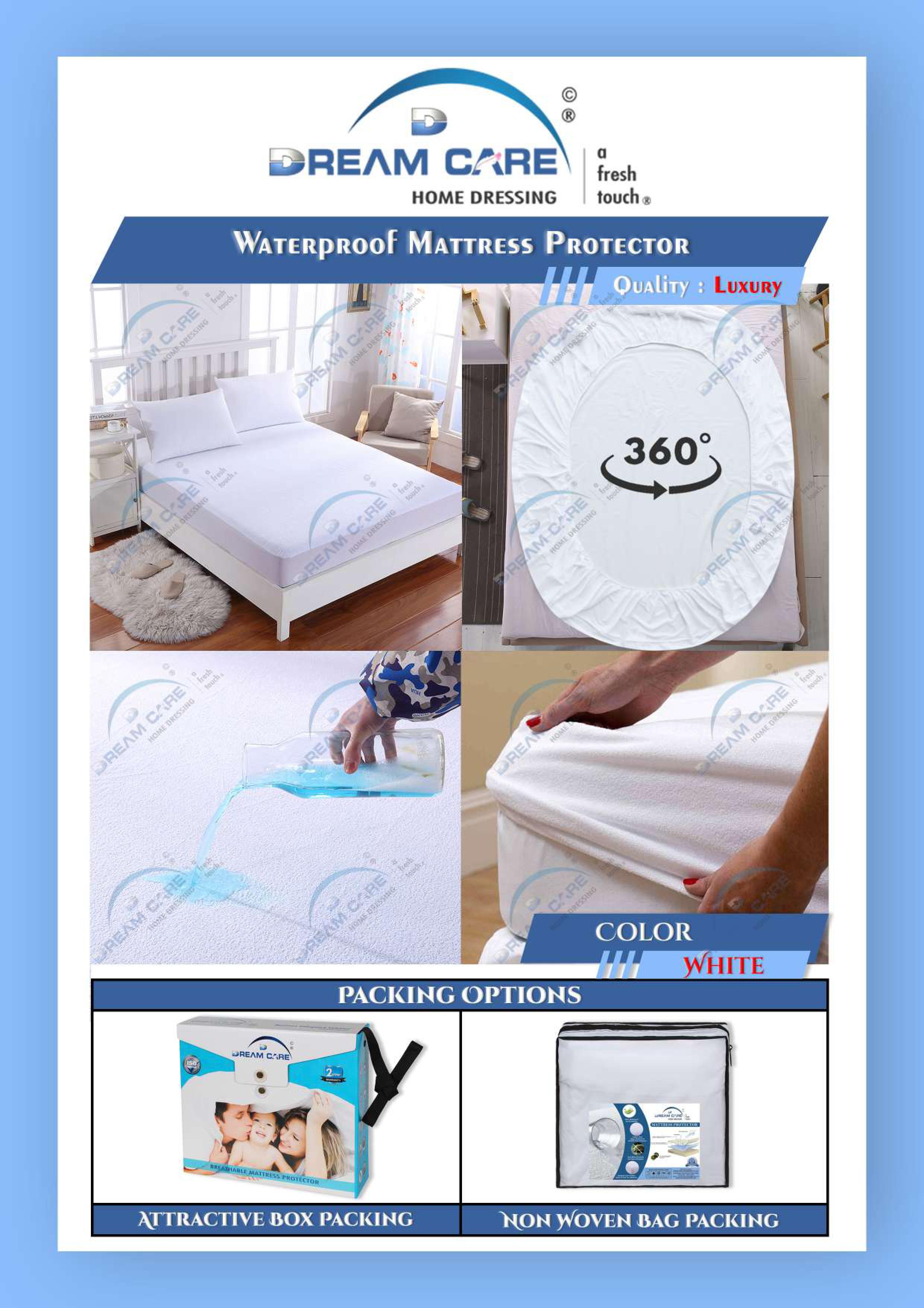 Luxury White Mattress Protector - Premium Quality Bed Cover