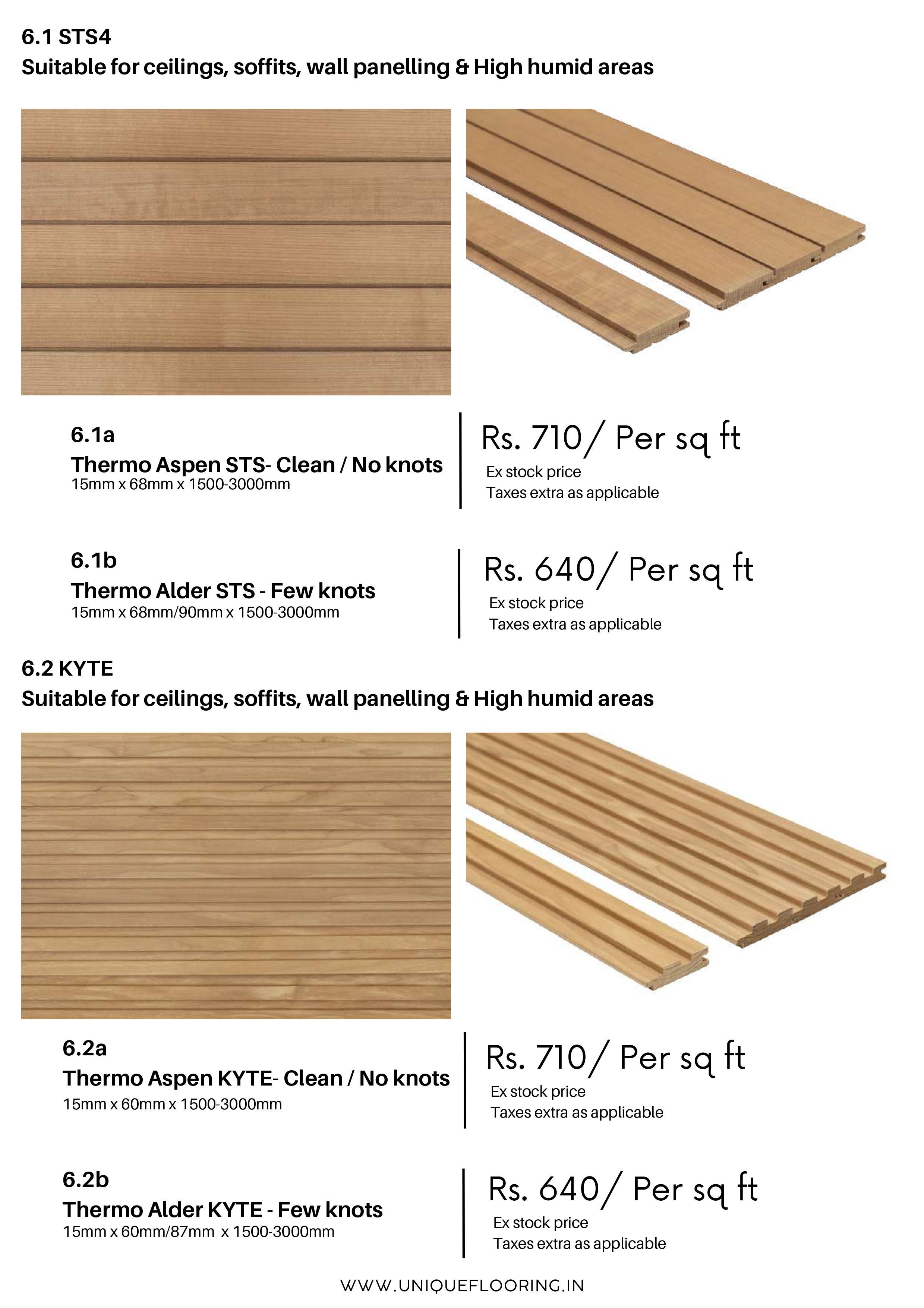 Thermo Pine Wood Panels - Ideal for Ceilings & High Humid Areas