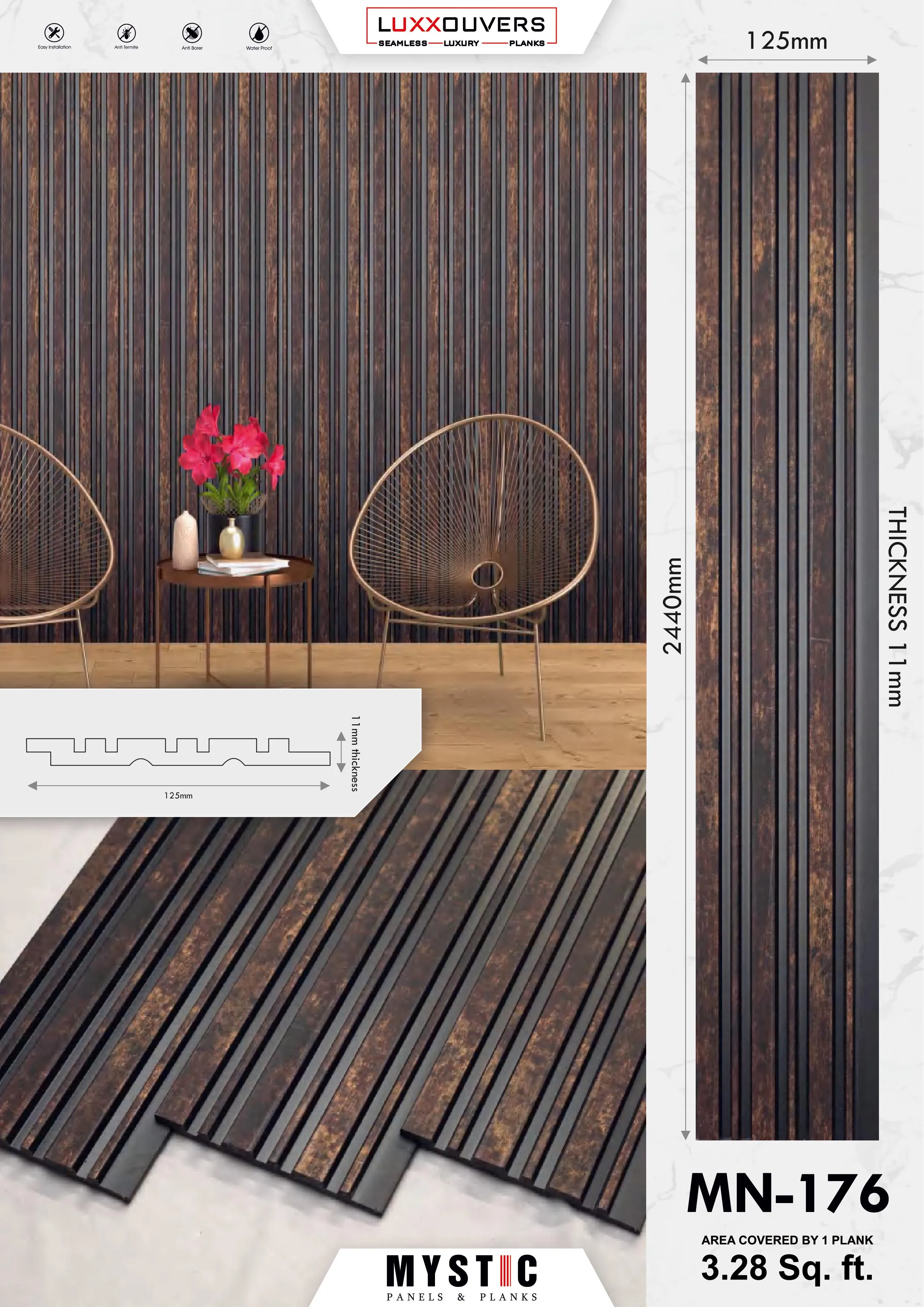 MN-164 Wall Panelling - Tuscany Charcoa
