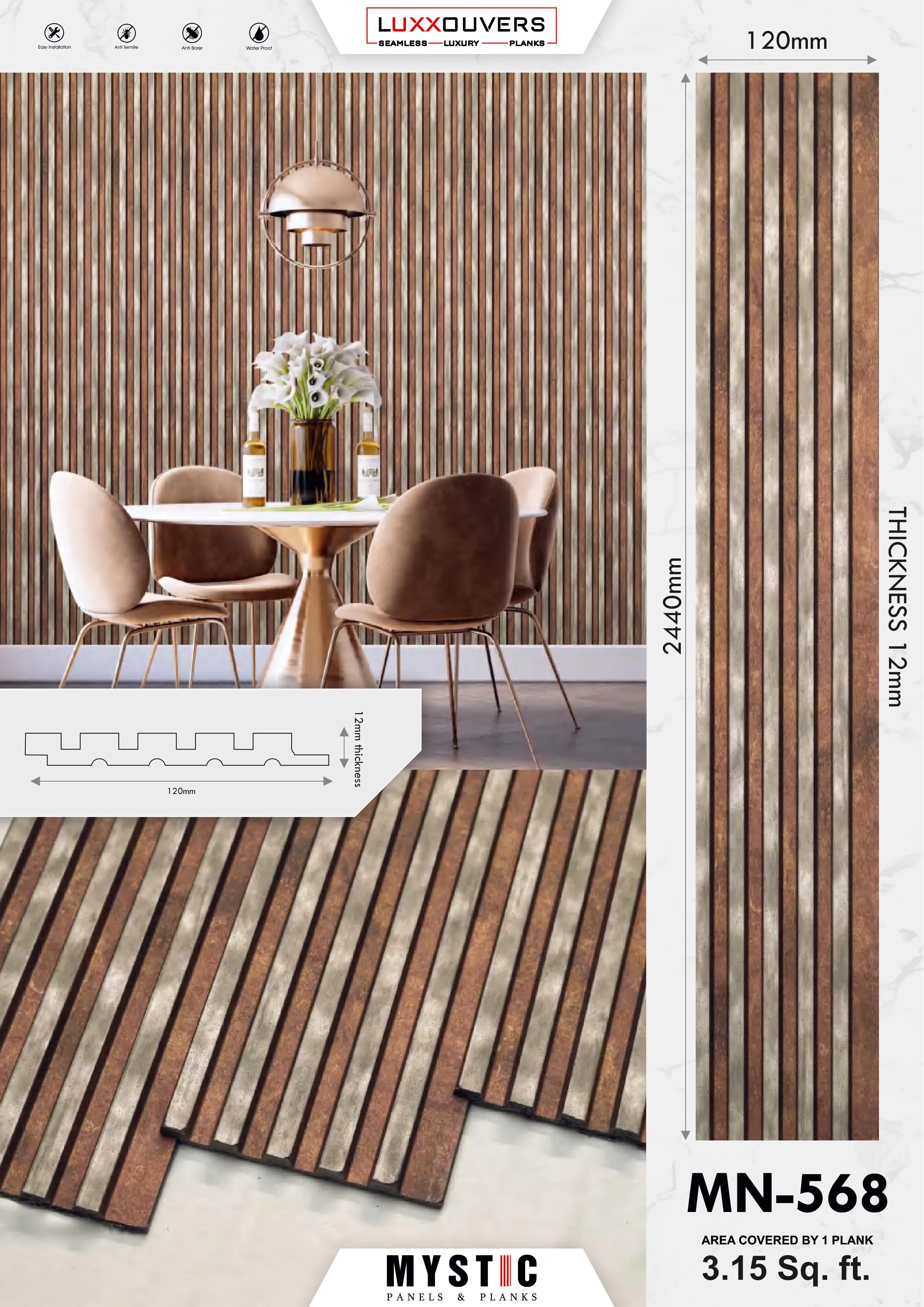 MN-168 Tuscany Charcoal Wall Panelling