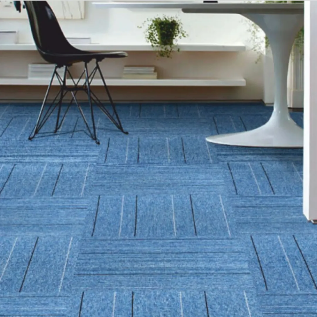 FO 23 Blue Carpet Tiles | Level Loop Pile | PVC Free Backing