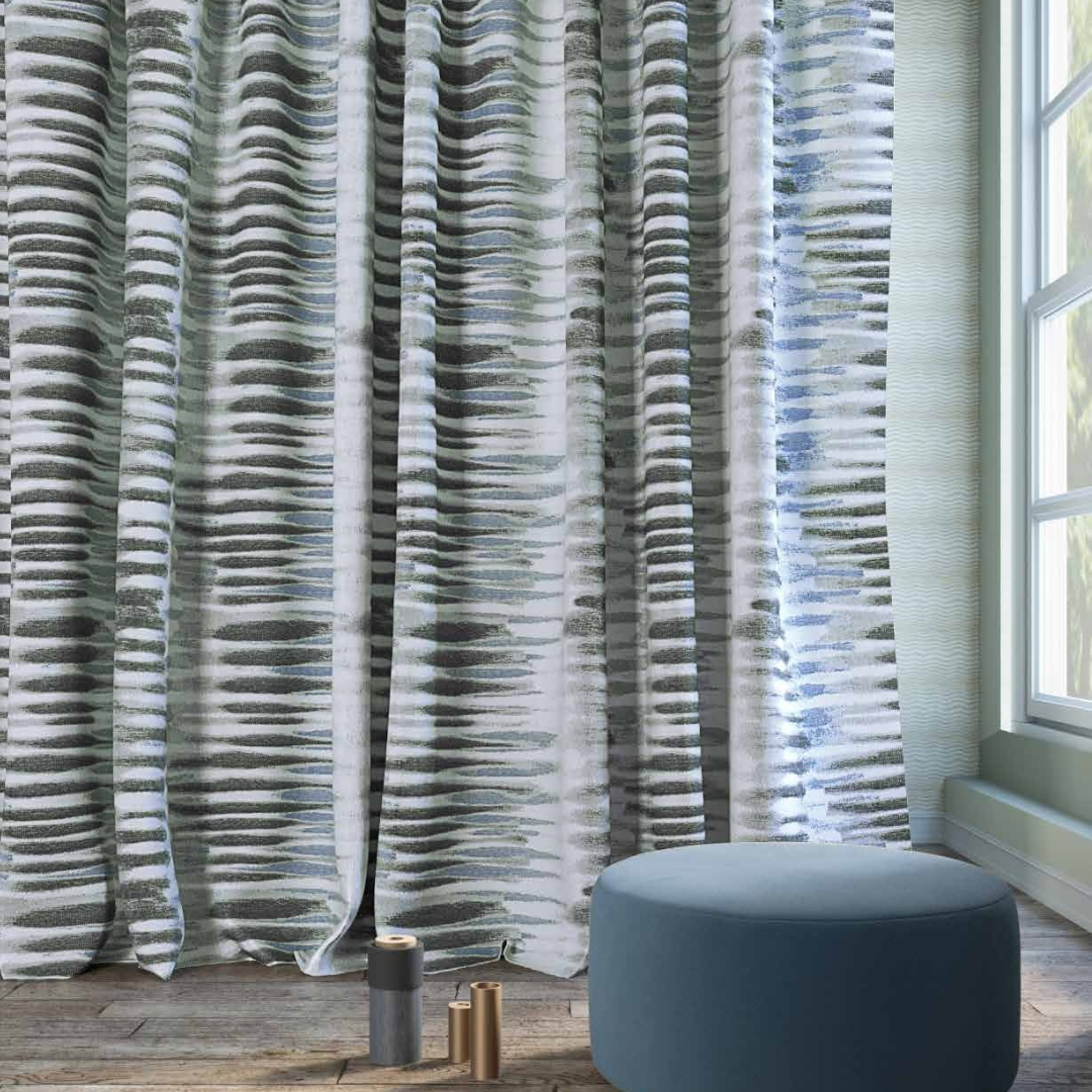 Vaya Hudson Bay & Aarya Indigo Curtain Fabric - Alayna