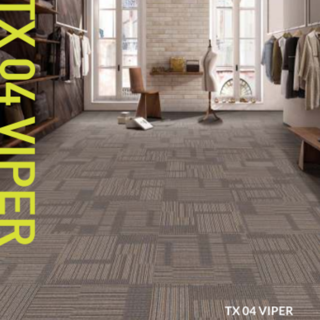 TX 04 Viper Carpet Tile - Durable 100% PP Construction