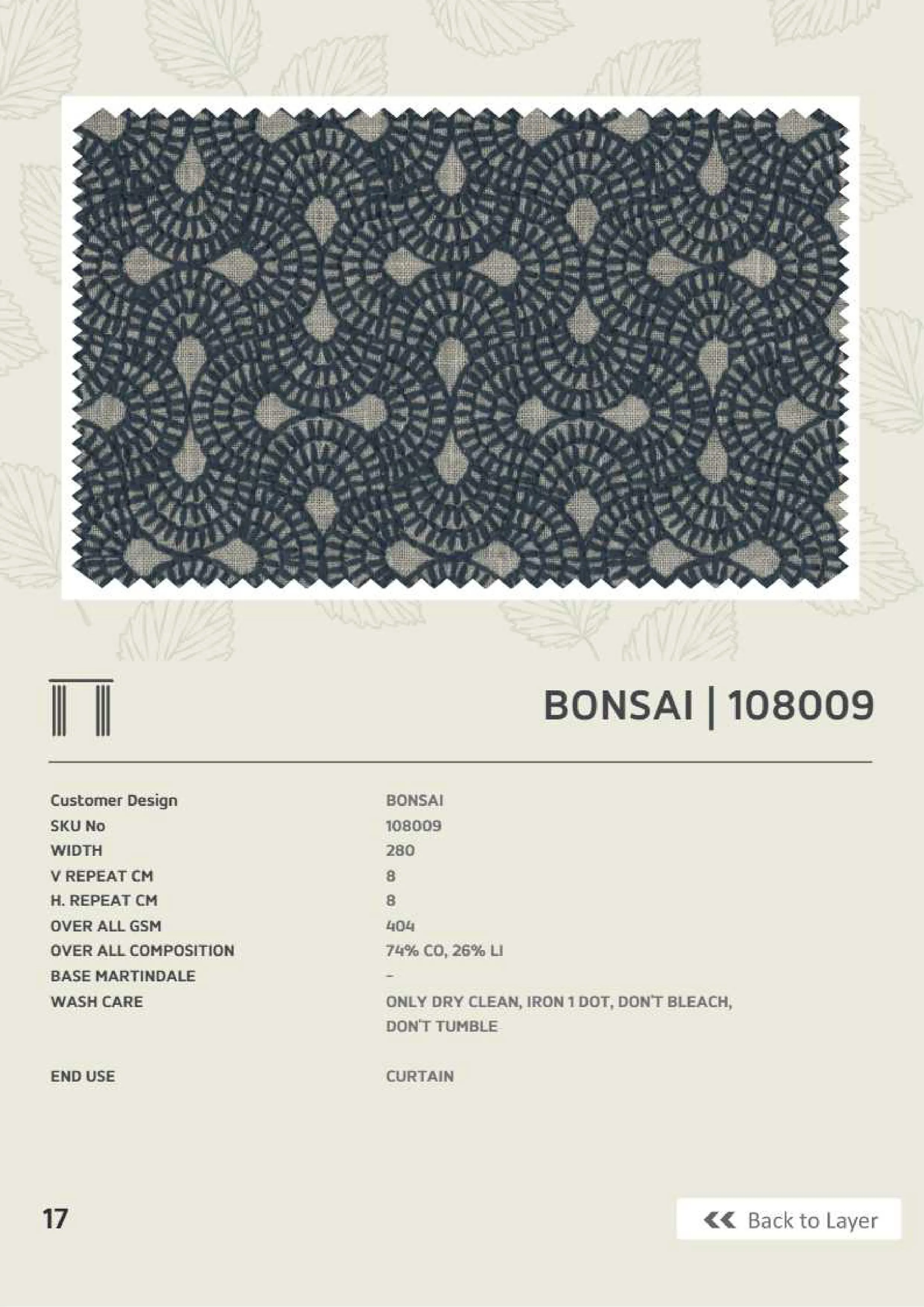 Butikku Winners Bonsai 108009 Linen Fabric - Premium Quality
