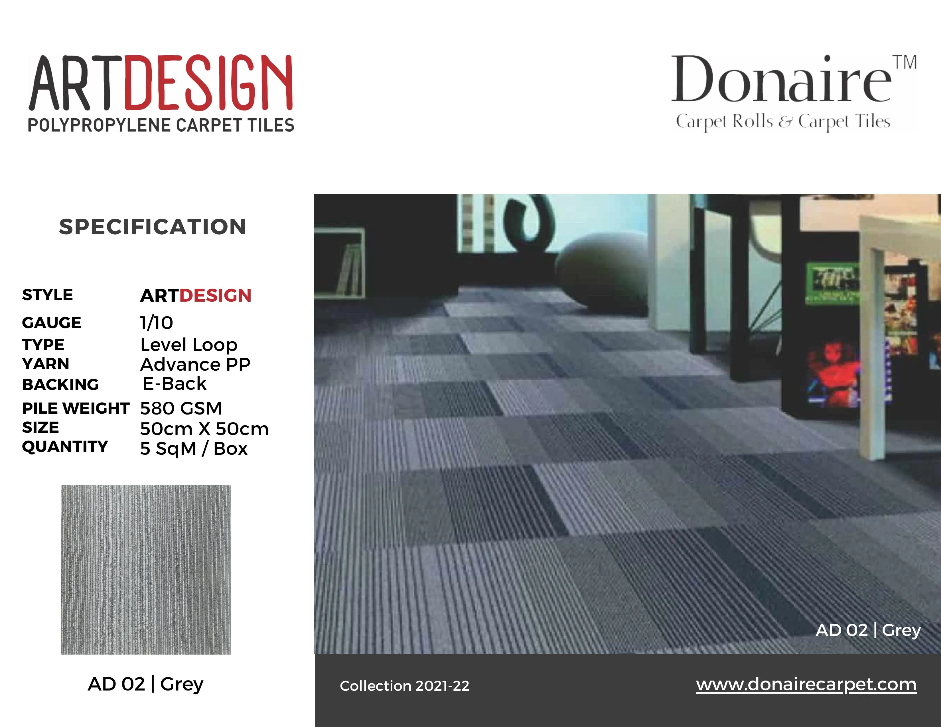 AD 02 Grey Donaire Carpet Tile – Stylish & Durable